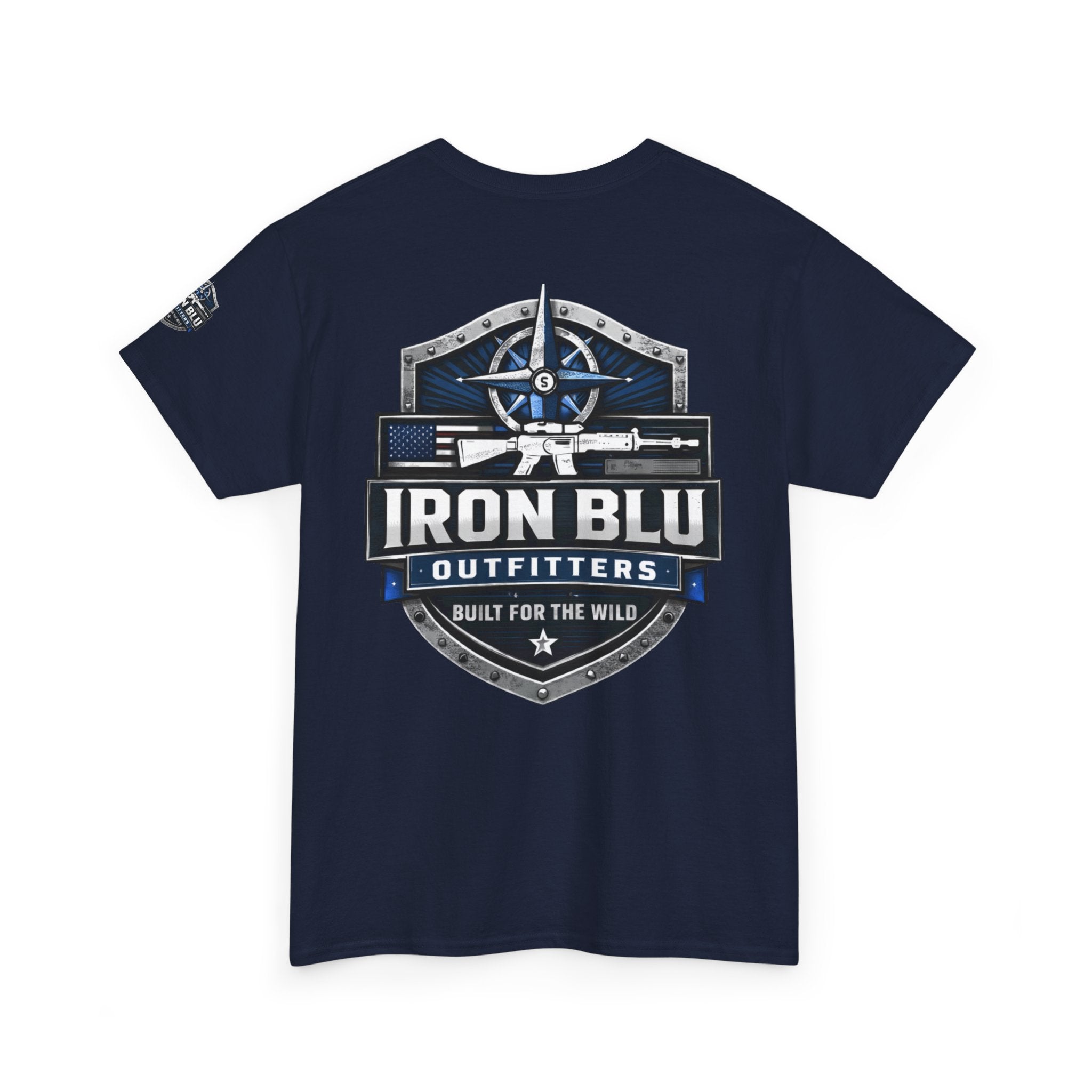 Iron Blu Outfitters T‑Shirt — 'Built for the Wild' Outdoor Logo Tee