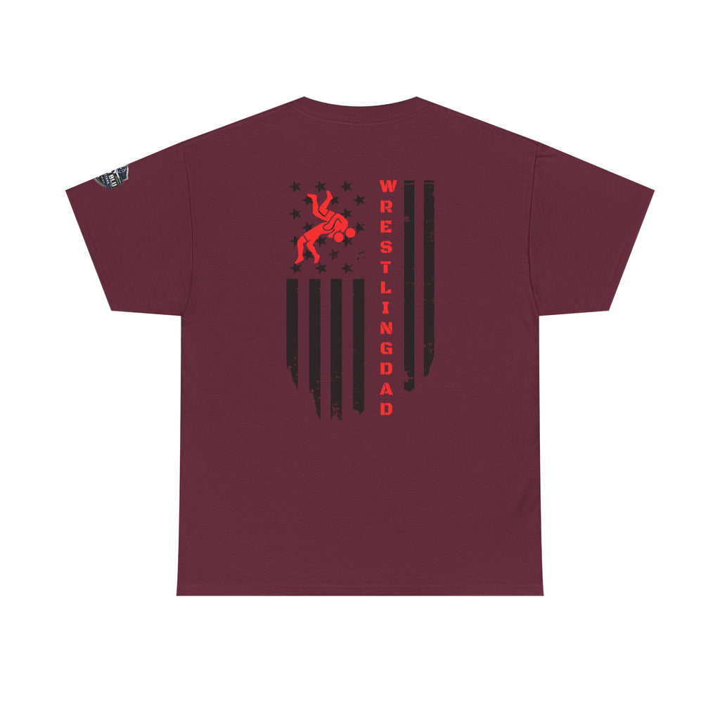 Wrestling Dad T‑Shirt — Distressed Flag Back Graphic Tee