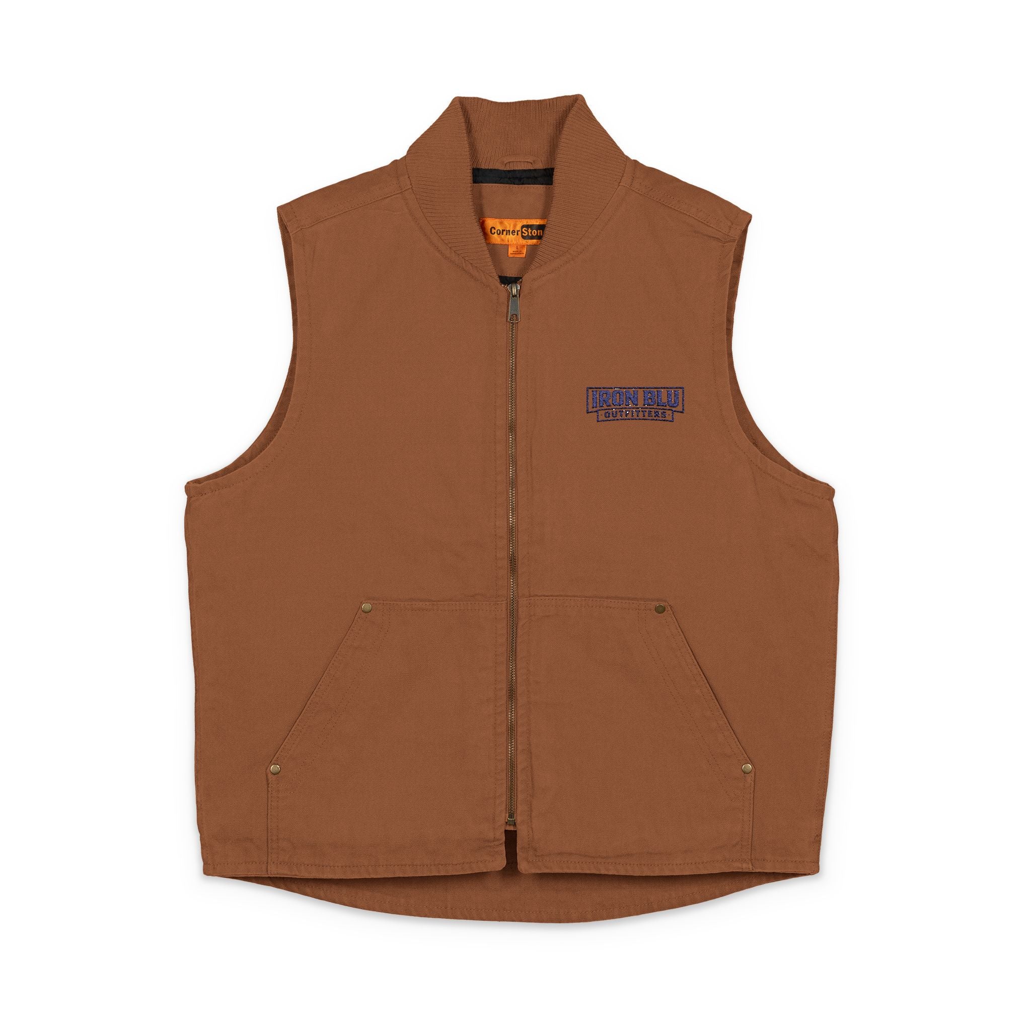 Washed Duck Cloth Work Vest — Embroidered Rugged Utility Vest