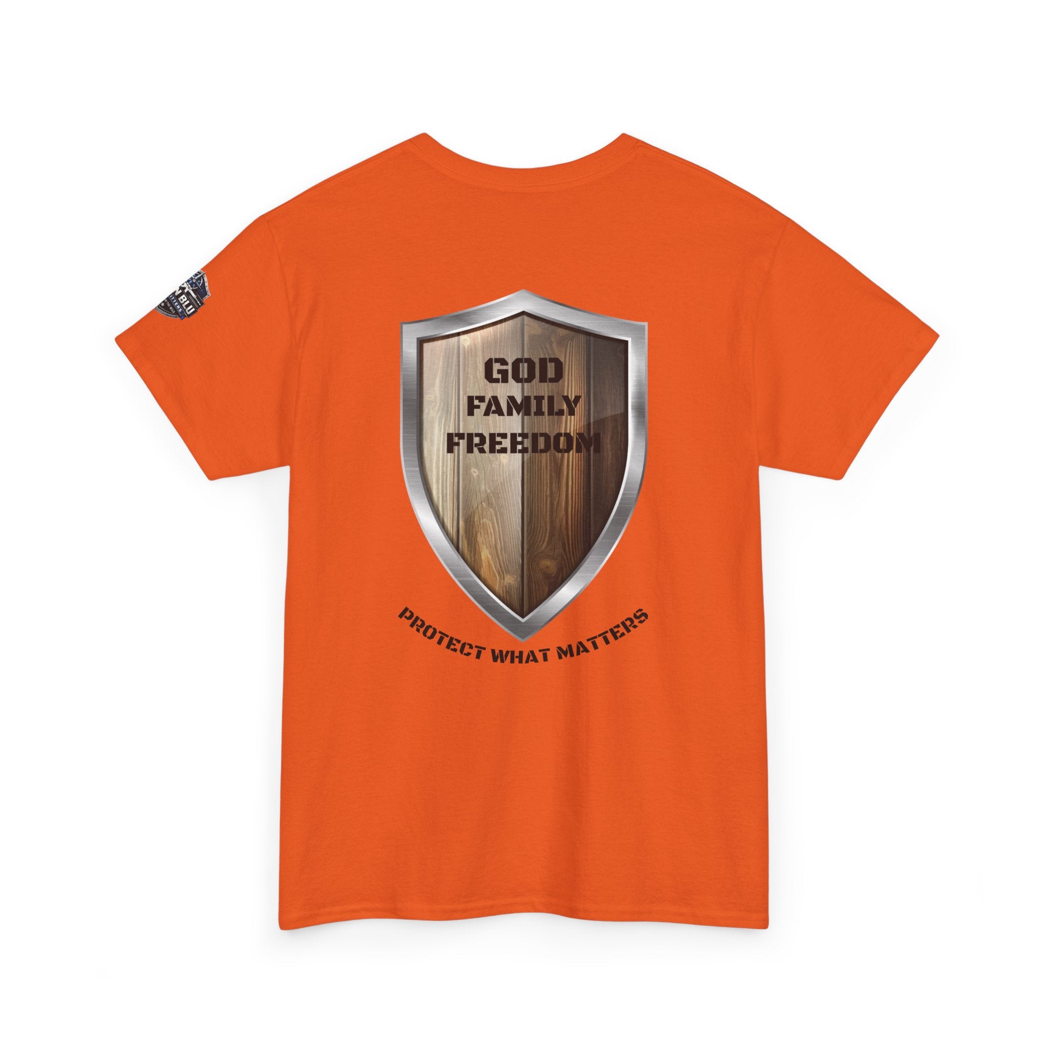 God Family Freedom Shield T‑Shirt — "Protect What Matters" Patriotic Tee