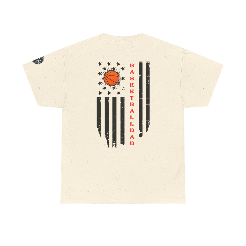 Basketball Dad T‑Shirt — Distressed Flag Design with Orange Basketball (Father’s Day Gift)