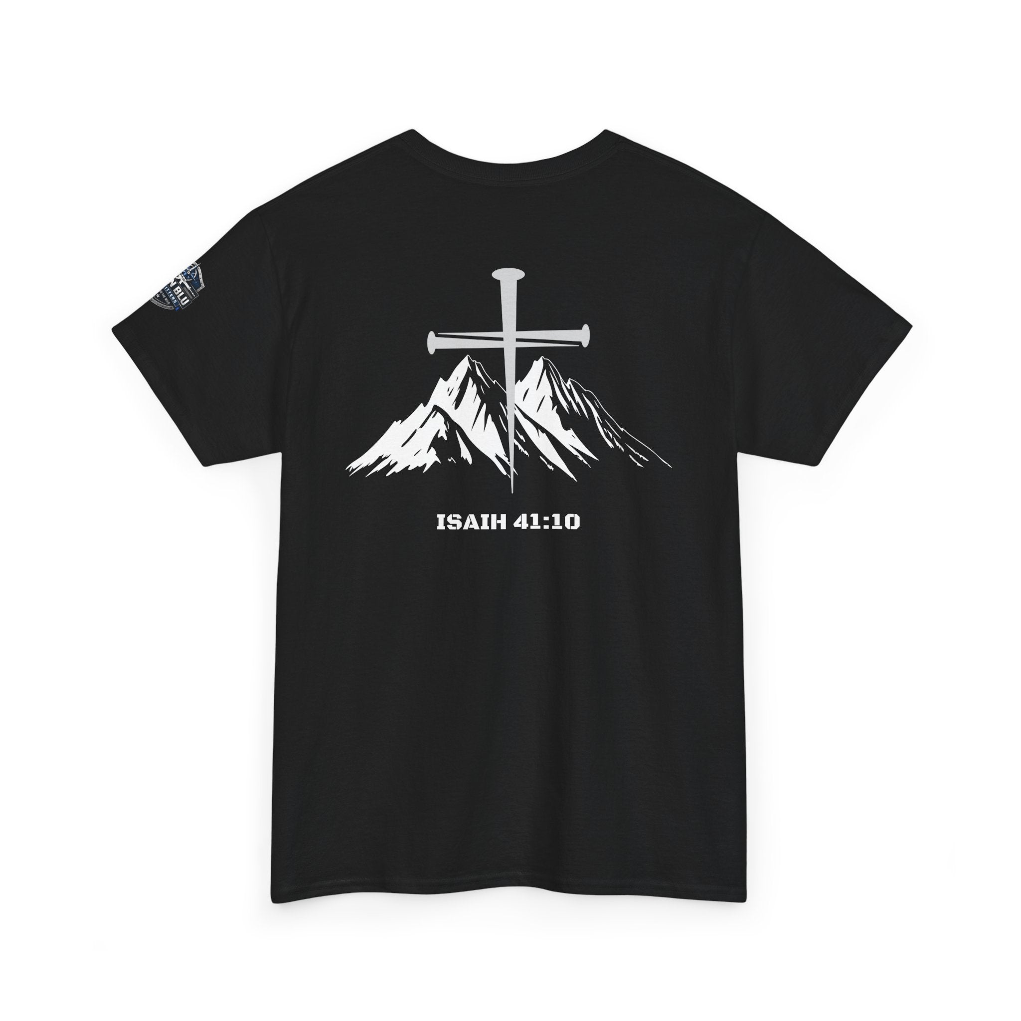 Christian Cross Mountain T-Shirt — Isaiah 41:10 Faith Tee