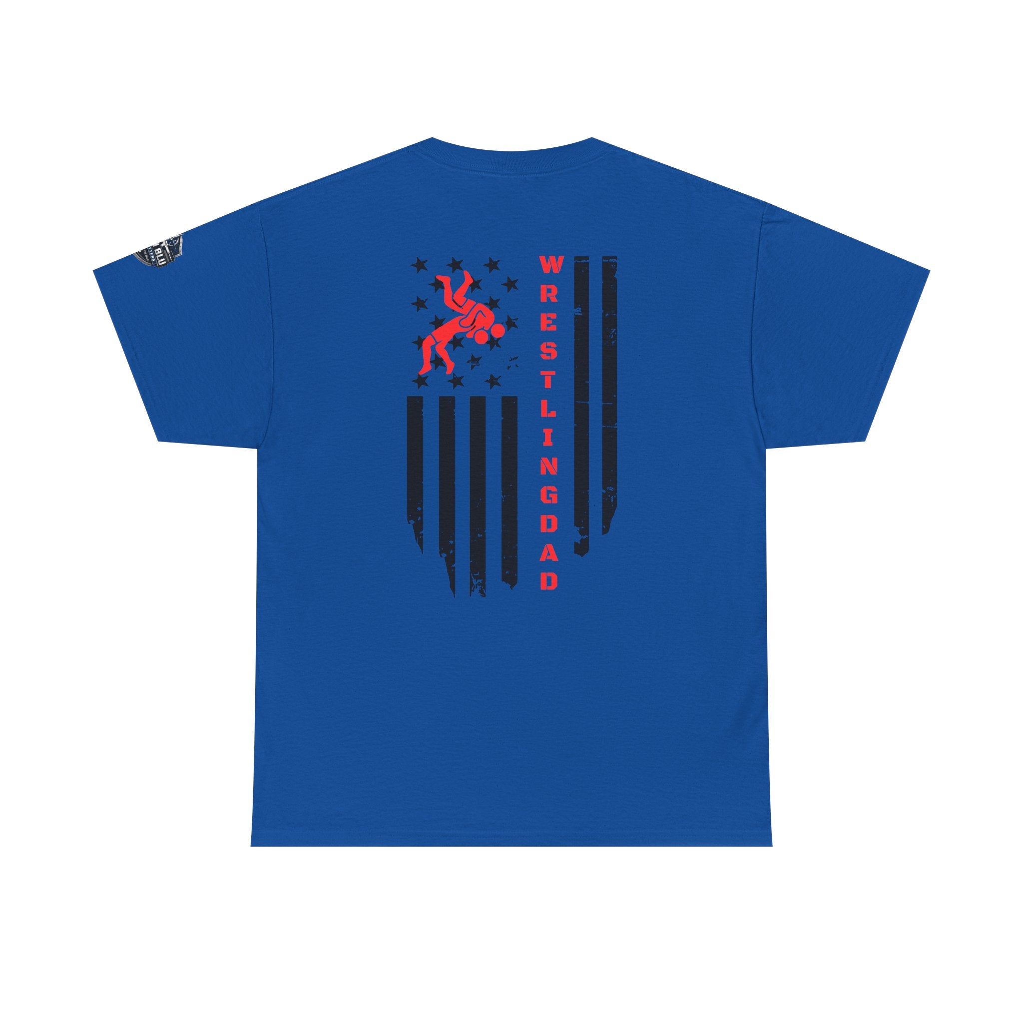 Wrestling Dad T‑Shirt — Distressed Flag Back Graphic Tee