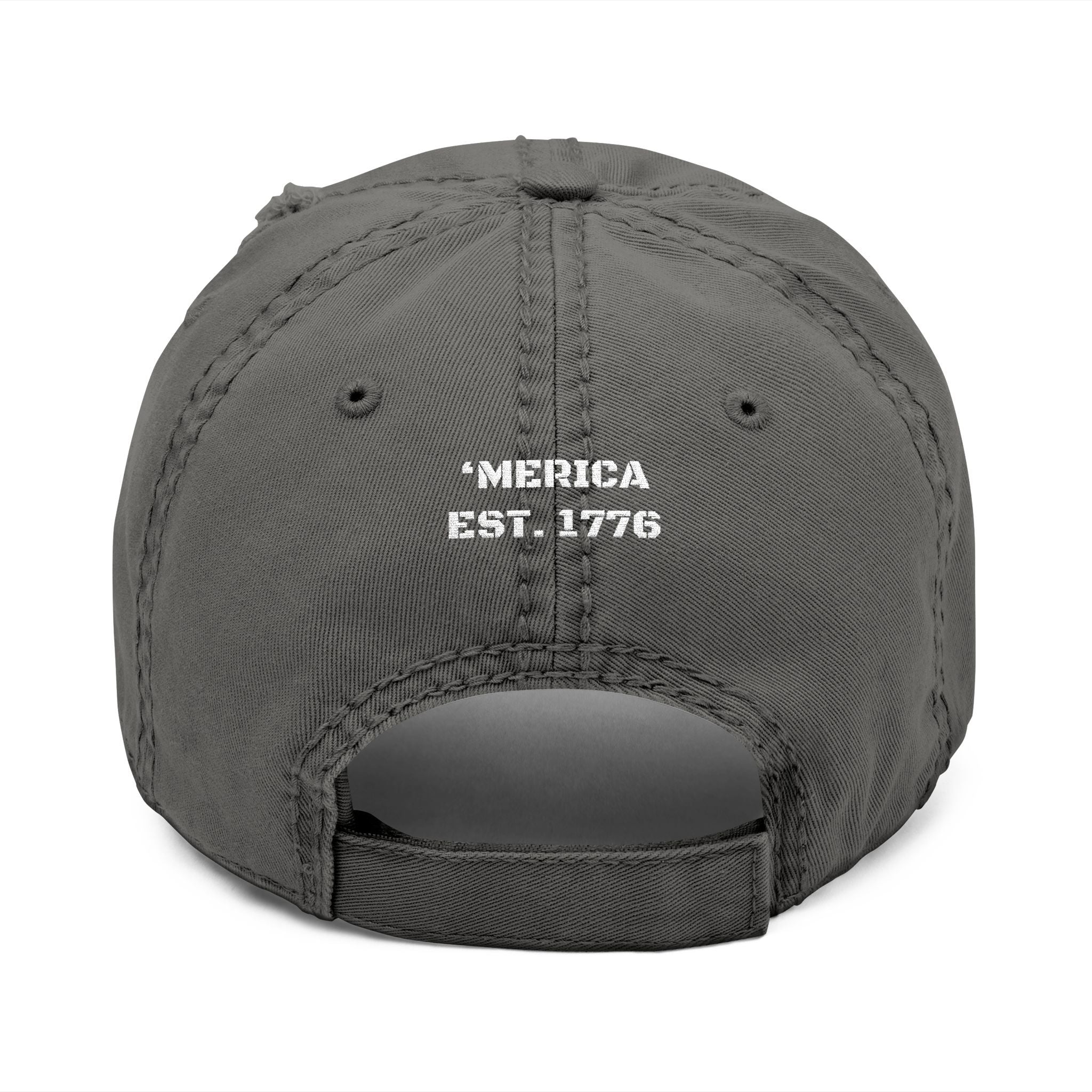 Distressed Embroidered Dad Hat — IRON BLU 'Merica Est. 1776 Vintage Baseball Cap