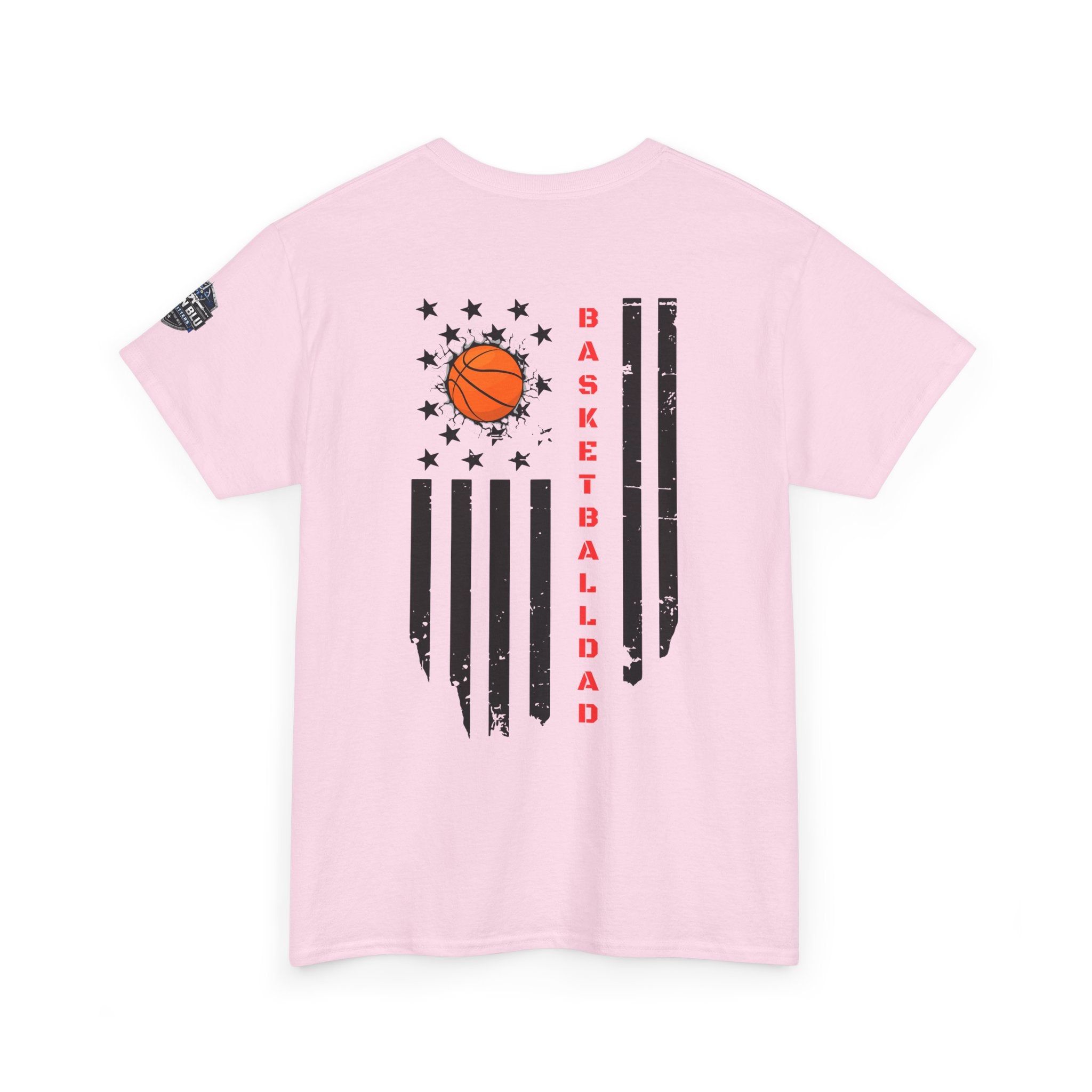 Basketball Dad T‑Shirt — Distressed Flag Design with Orange Basketball (Father’s Day Gift)