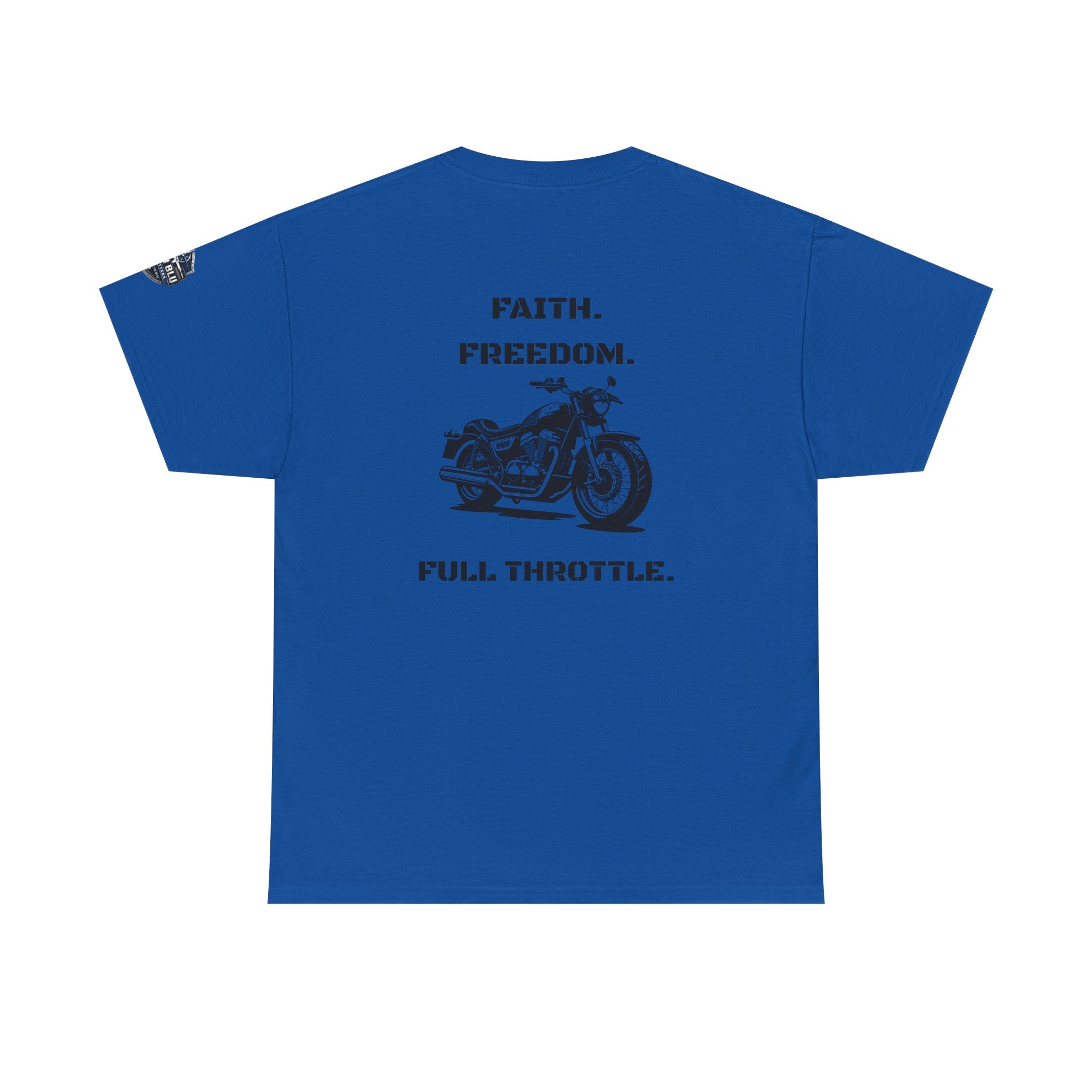 Motorcycle Tee — "Faith. Freedom. Full Throttle." Vintage Biker T-Shirt