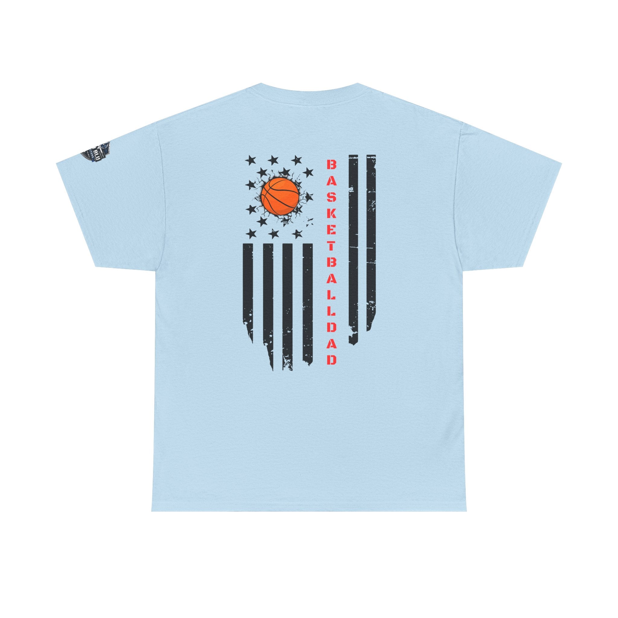 Basketball Dad T‑Shirt — Distressed Flag Design with Orange Basketball (Father’s Day Gift)