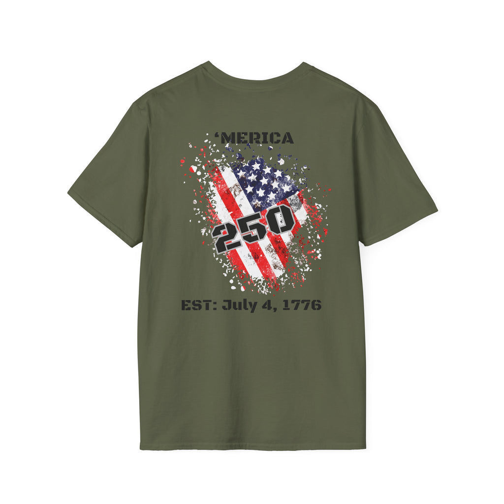 T-Shirt — 'Merica 250 Flag Graphic | EST. July 4, 1776 — Patriotic 4th of July Tee