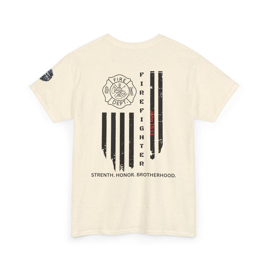 Firefighter Flag T-Shirt — Strength, Honor, Brotherhood Tee