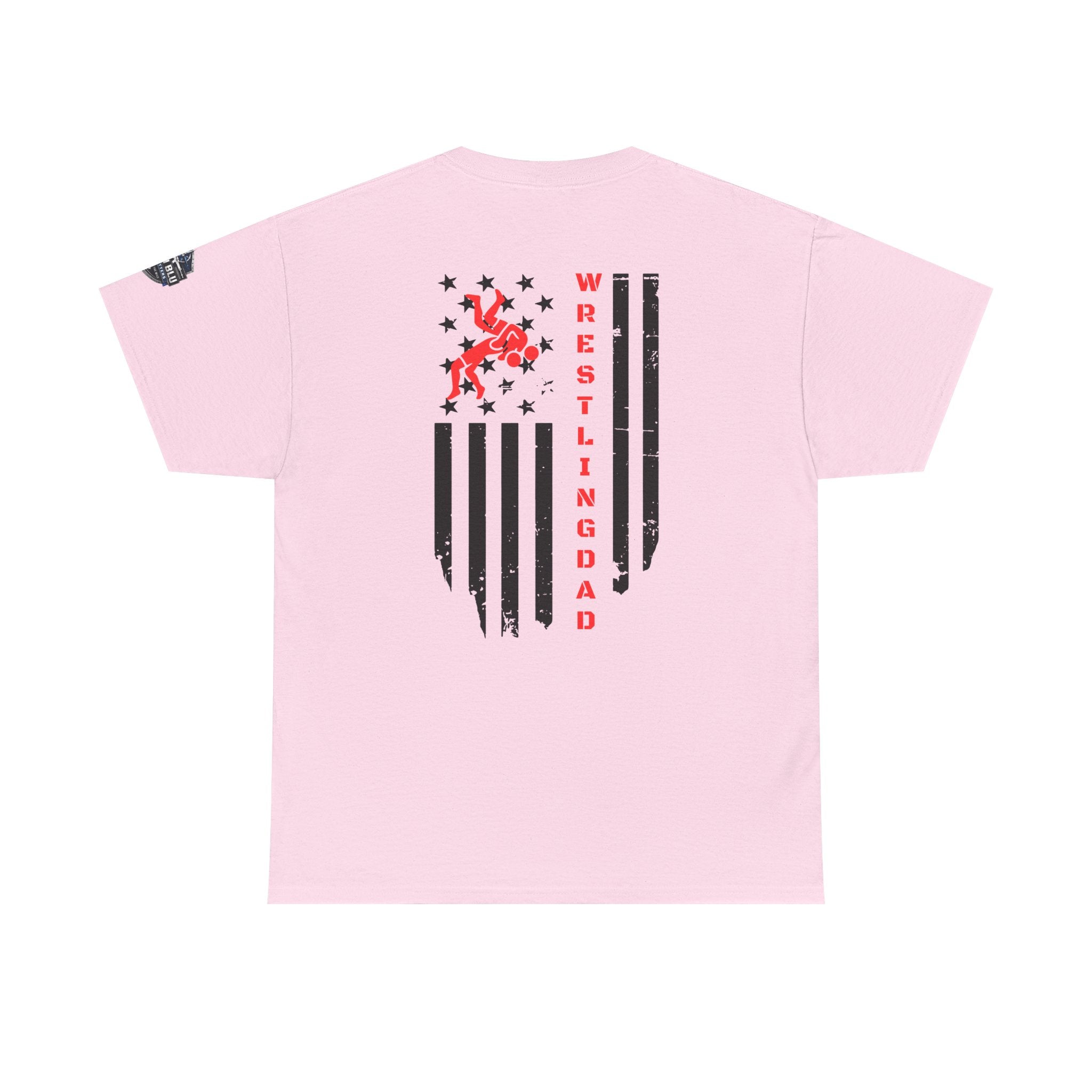 Wrestling Dad T‑Shirt — Distressed Flag Back Graphic Tee
