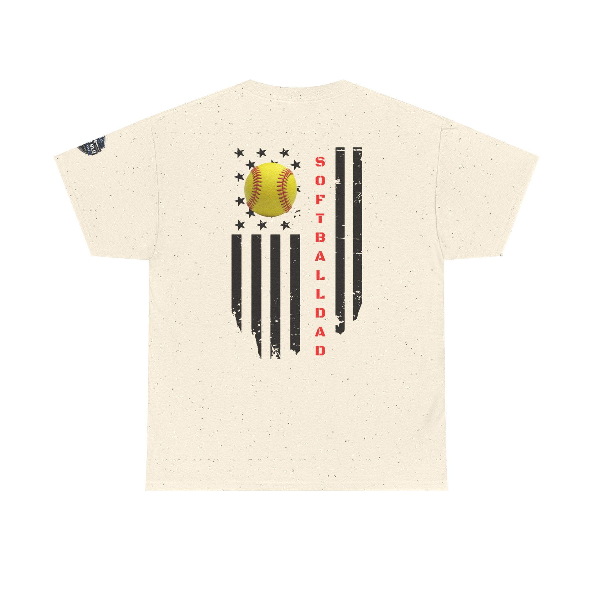 Softball Dad T-Shirt — Distressed Flag & Softball Graphic