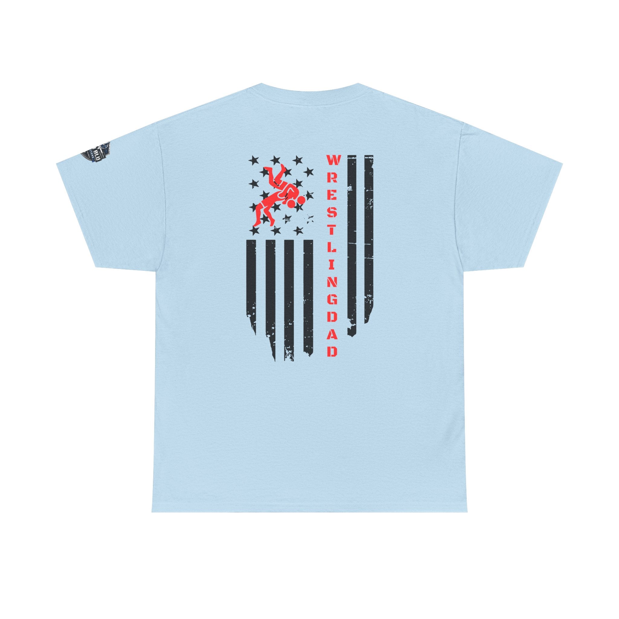 Wrestling Dad T‑Shirt — Distressed Flag Back Graphic Tee
