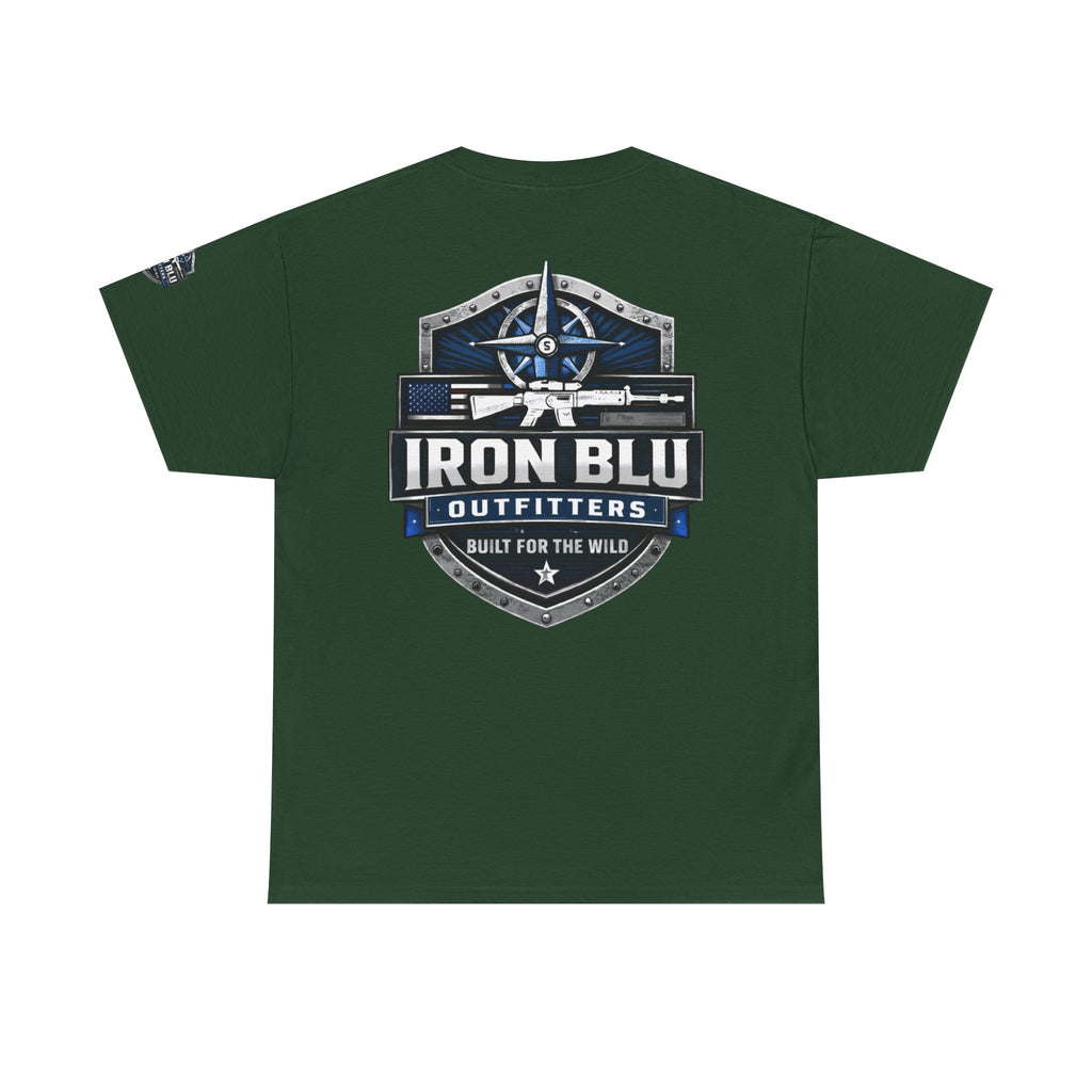 Iron Blu Outfitters T‑Shirt — 'Built for the Wild' Outdoor Logo Tee