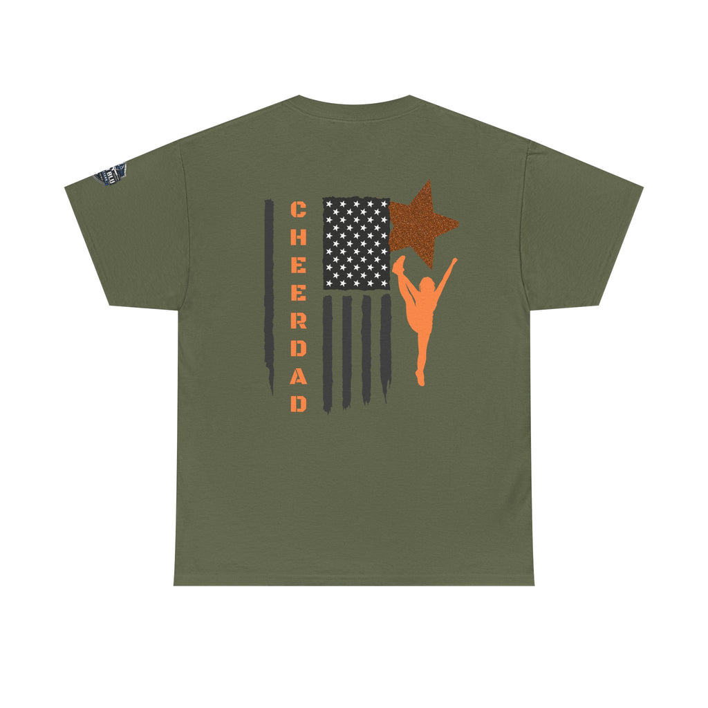 Cheer Dad T-Shirt — American Flag Cheerleader Dad Tee