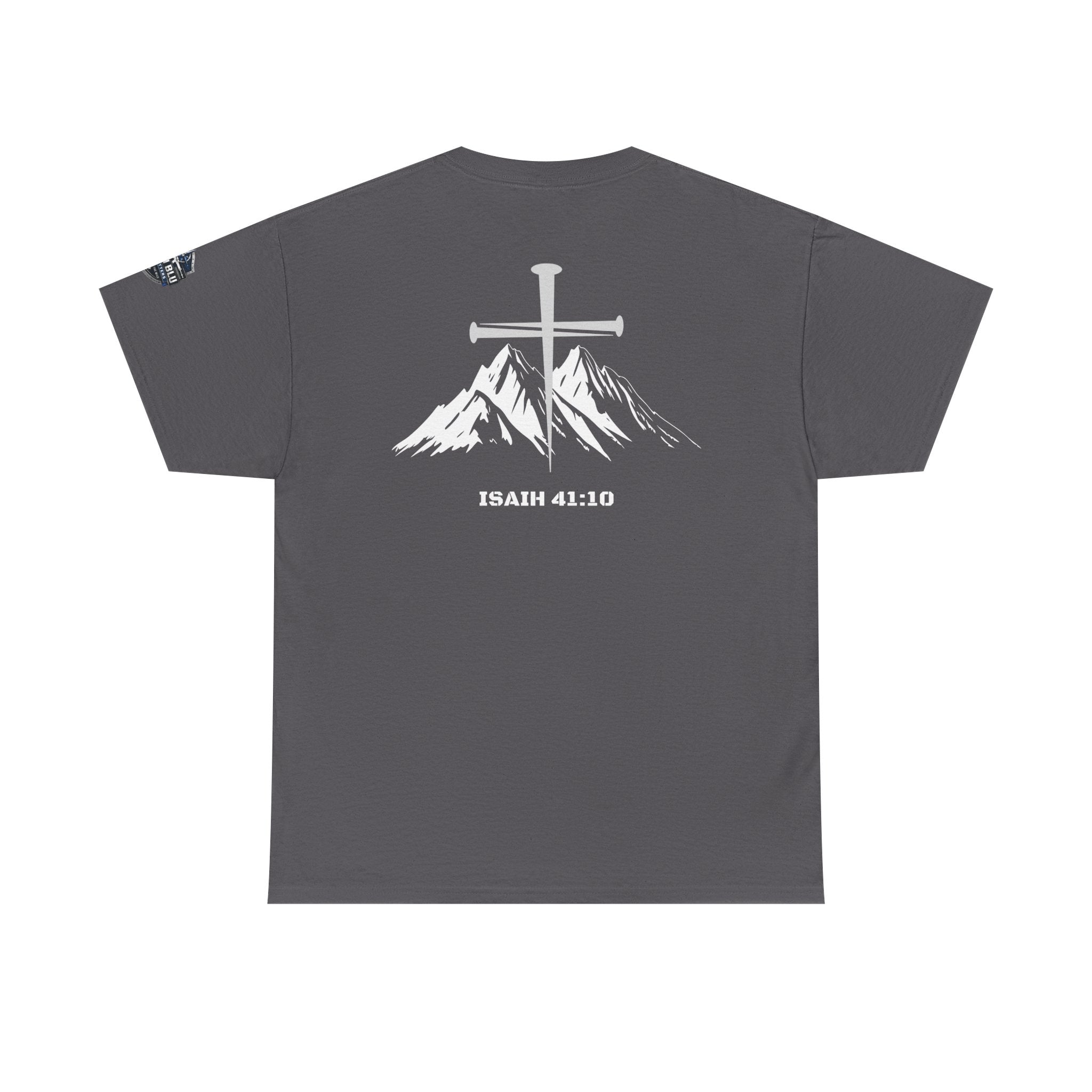 Christian Cross Mountain T-Shirt — Isaiah 41:10 Faith Tee