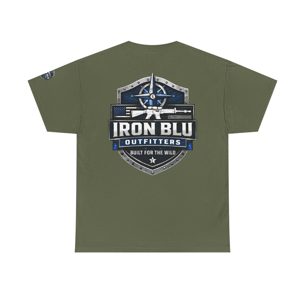 Iron Blu Outfitters T‑Shirt — 'Built for the Wild' Outdoor Logo Tee