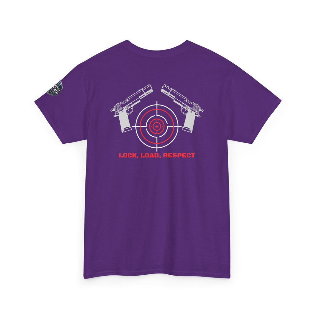 Gun Range T-Shirt — "Lock, Load, Respect" Target Graphic