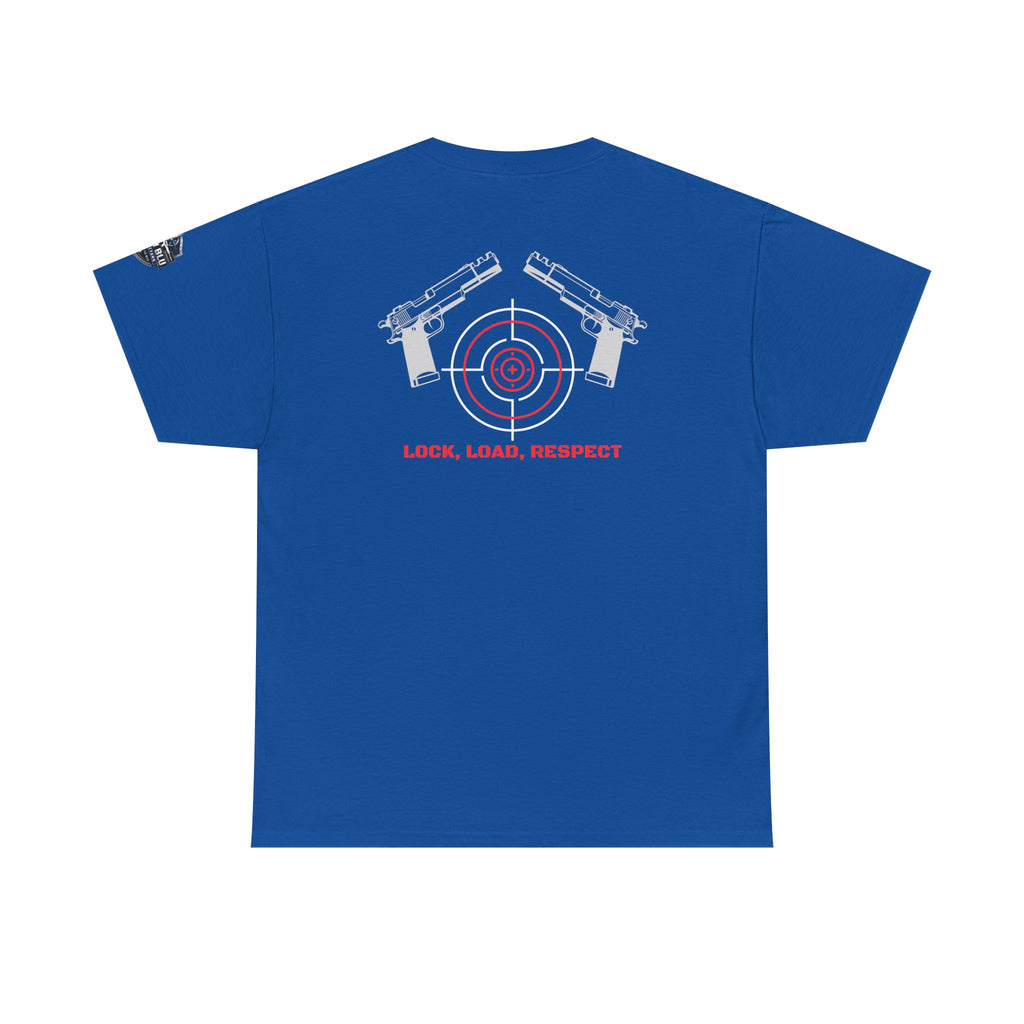 Gun Range T-Shirt — "Lock, Load, Respect" Target Graphic