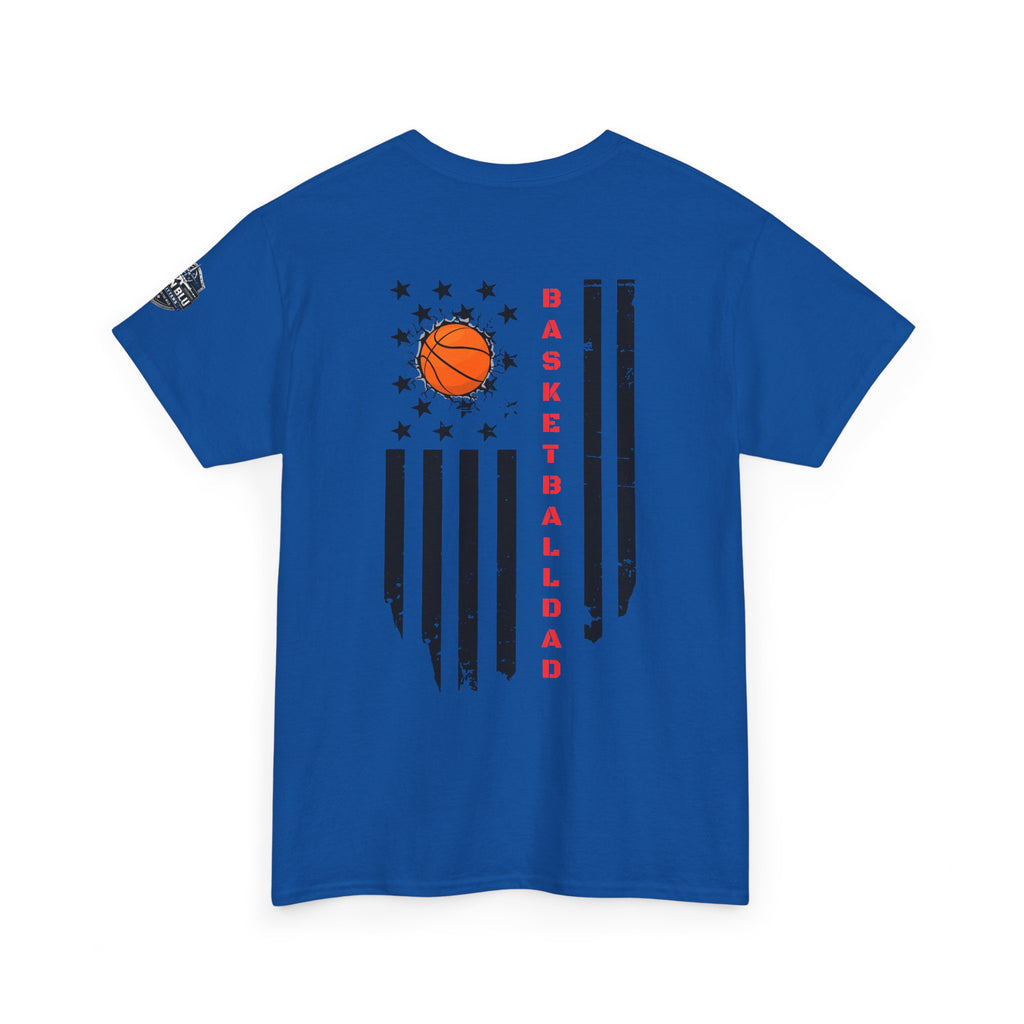 Basketball Dad T‑Shirt — Distressed Flag Design with Orange Basketball (Father’s Day Gift)