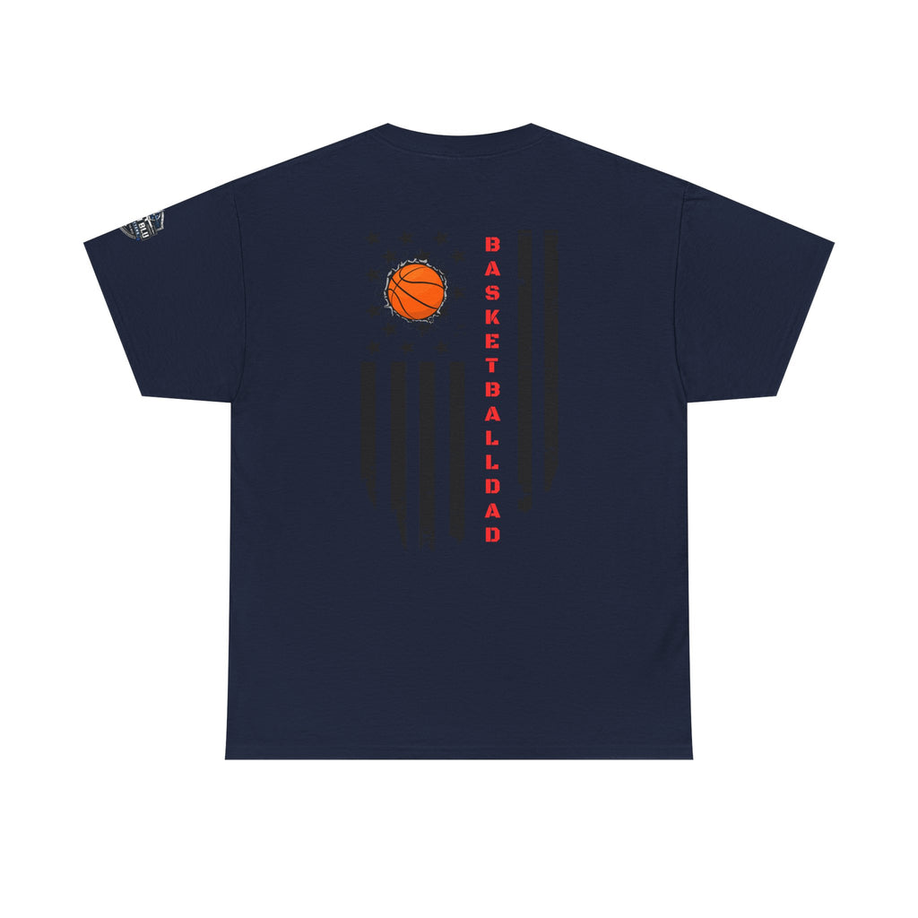Basketball Dad T‑Shirt — Distressed Flag Design with Orange Basketball (Father’s Day Gift)
