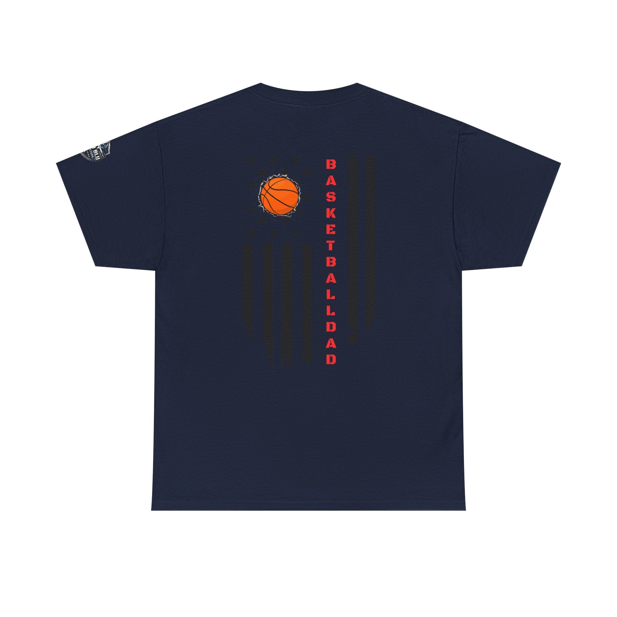 Basketball Dad T‑Shirt — Distressed Flag Design with Orange Basketball (Father’s Day Gift)