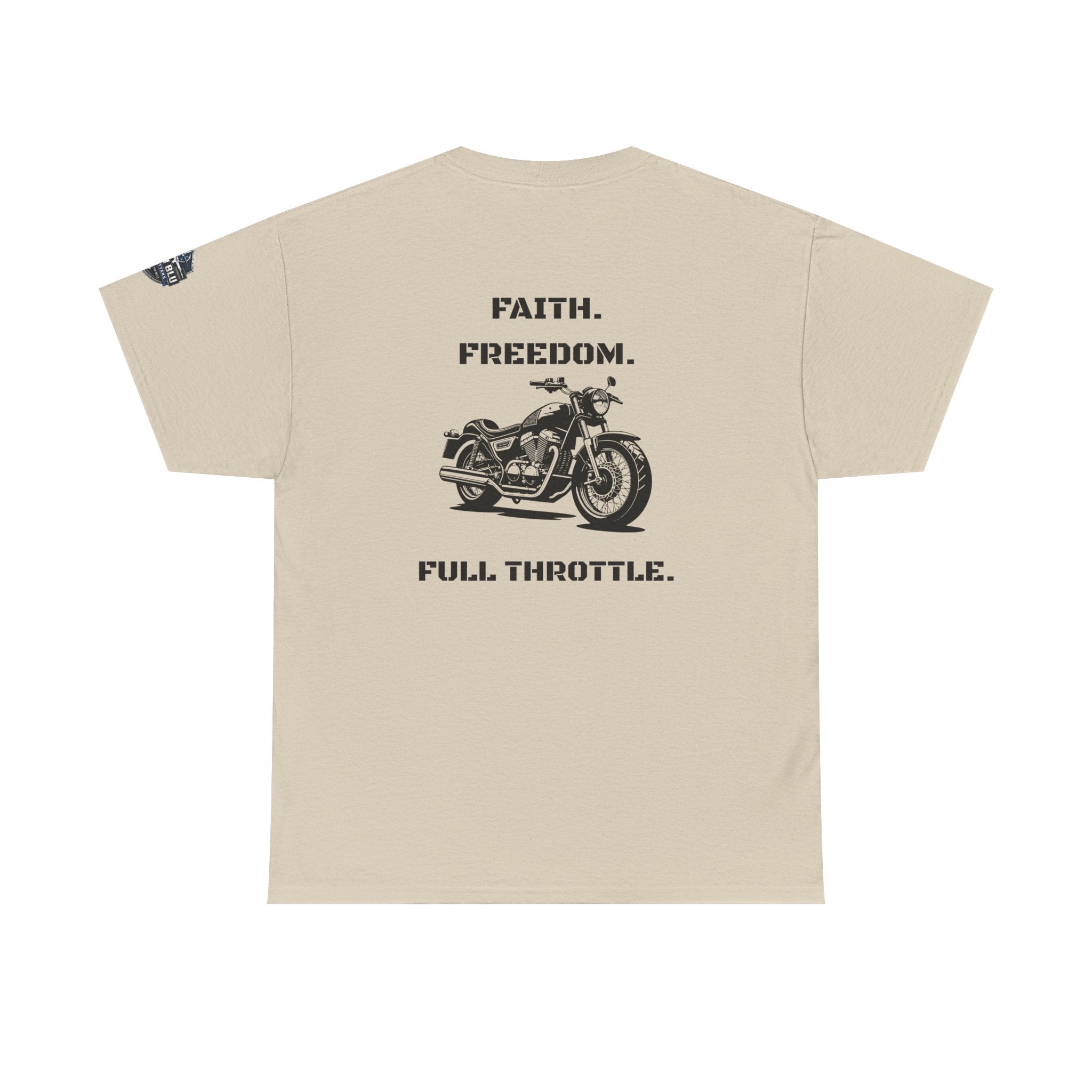 Motorcycle Tee — "Faith. Freedom. Full Throttle." Vintage Biker T-Shirt