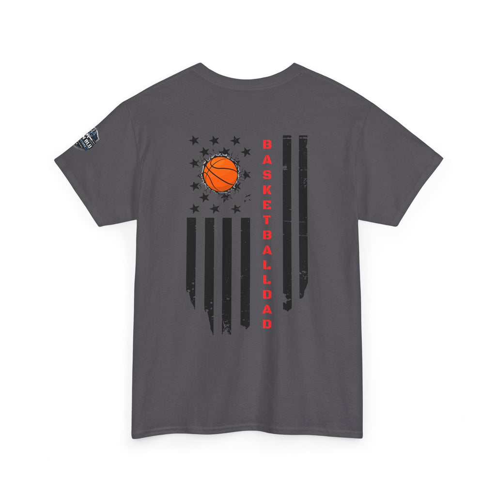 Basketball Dad T‑Shirt — Distressed Flag Design with Orange Basketball (Father’s Day Gift)