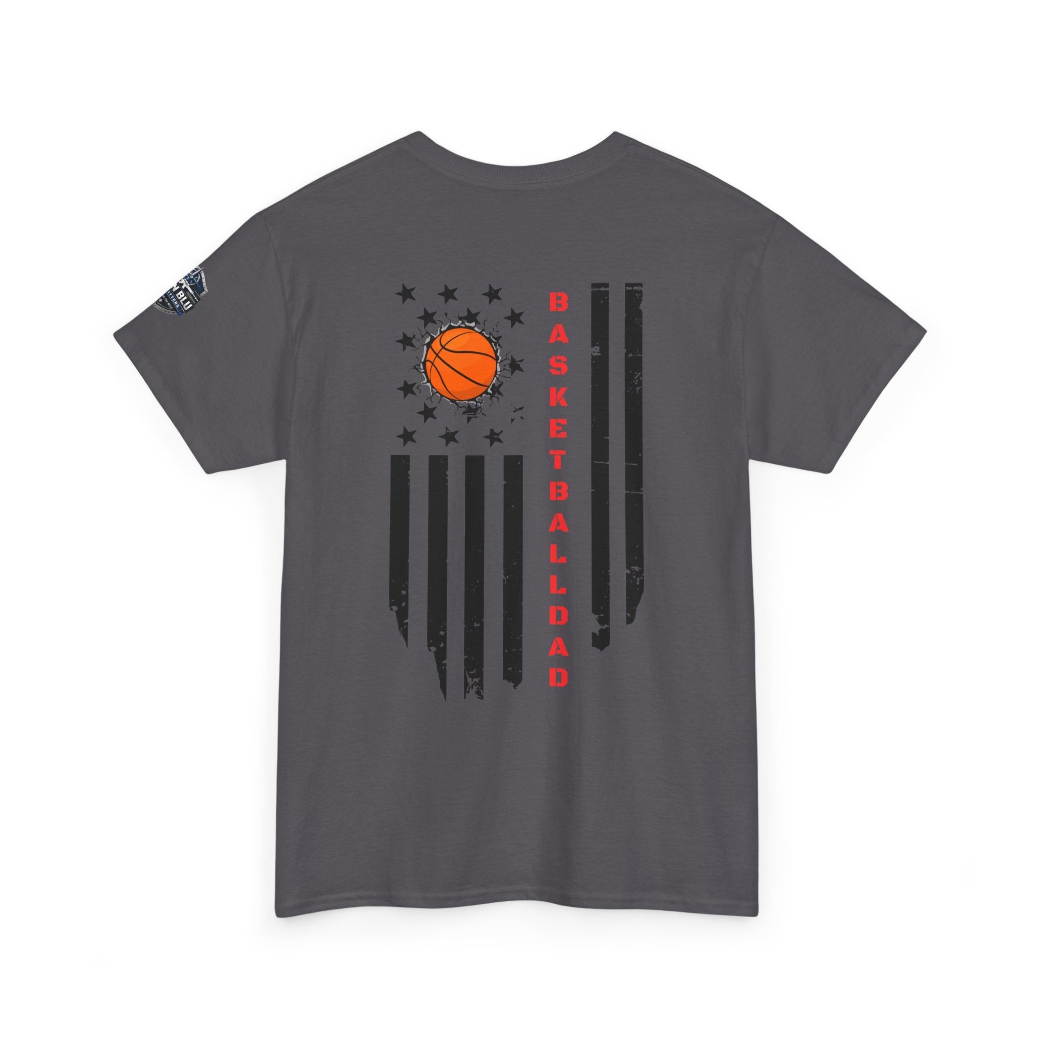 Basketball Dad T‑Shirt — Distressed Flag Design with Orange Basketball (Father’s Day Gift)