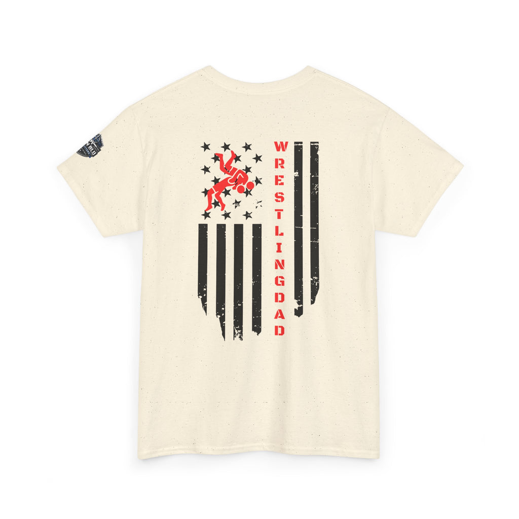 Wrestling Dad T‑Shirt — Distressed Flag Back Graphic Tee