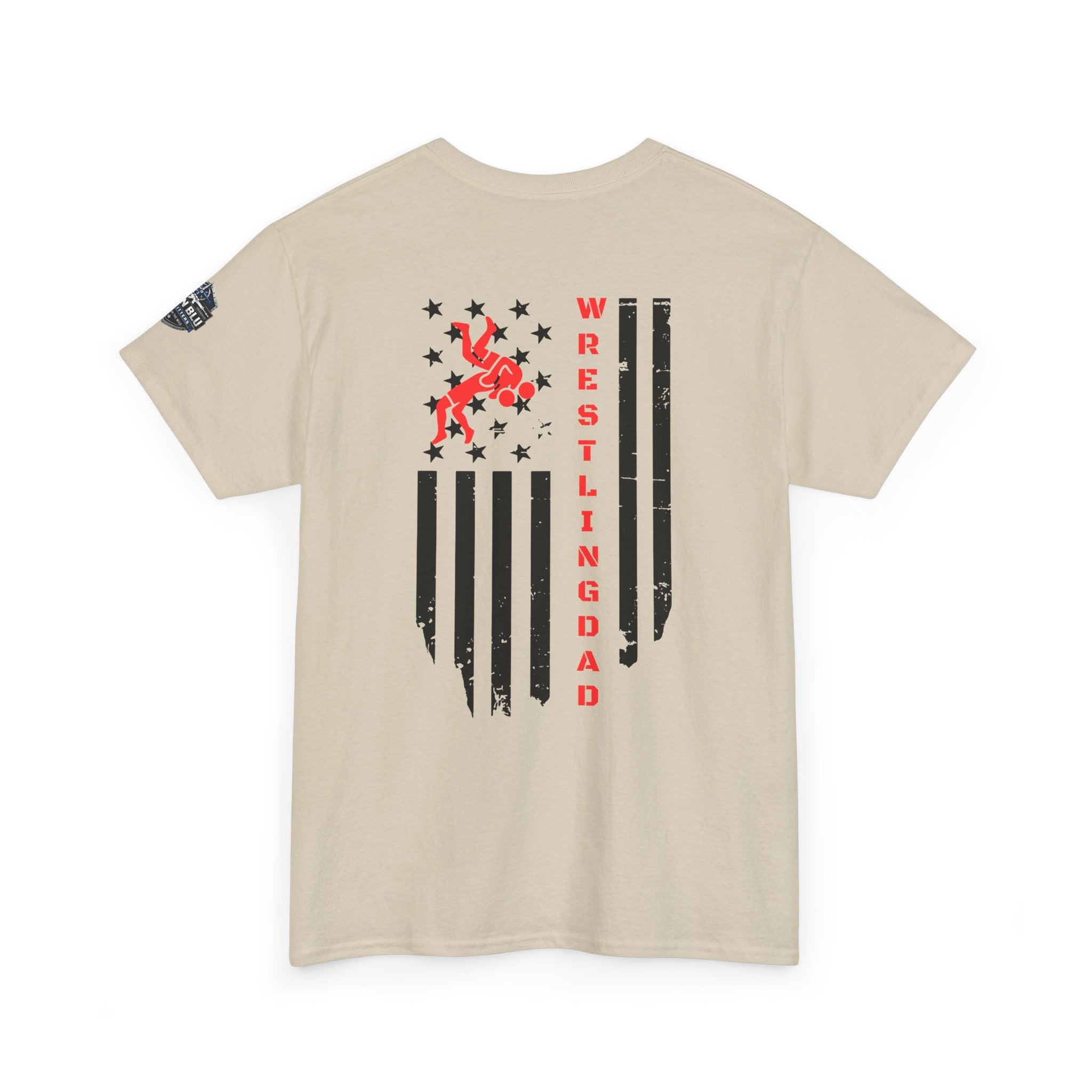 Wrestling Dad T‑Shirt — Distressed Flag Back Graphic Tee