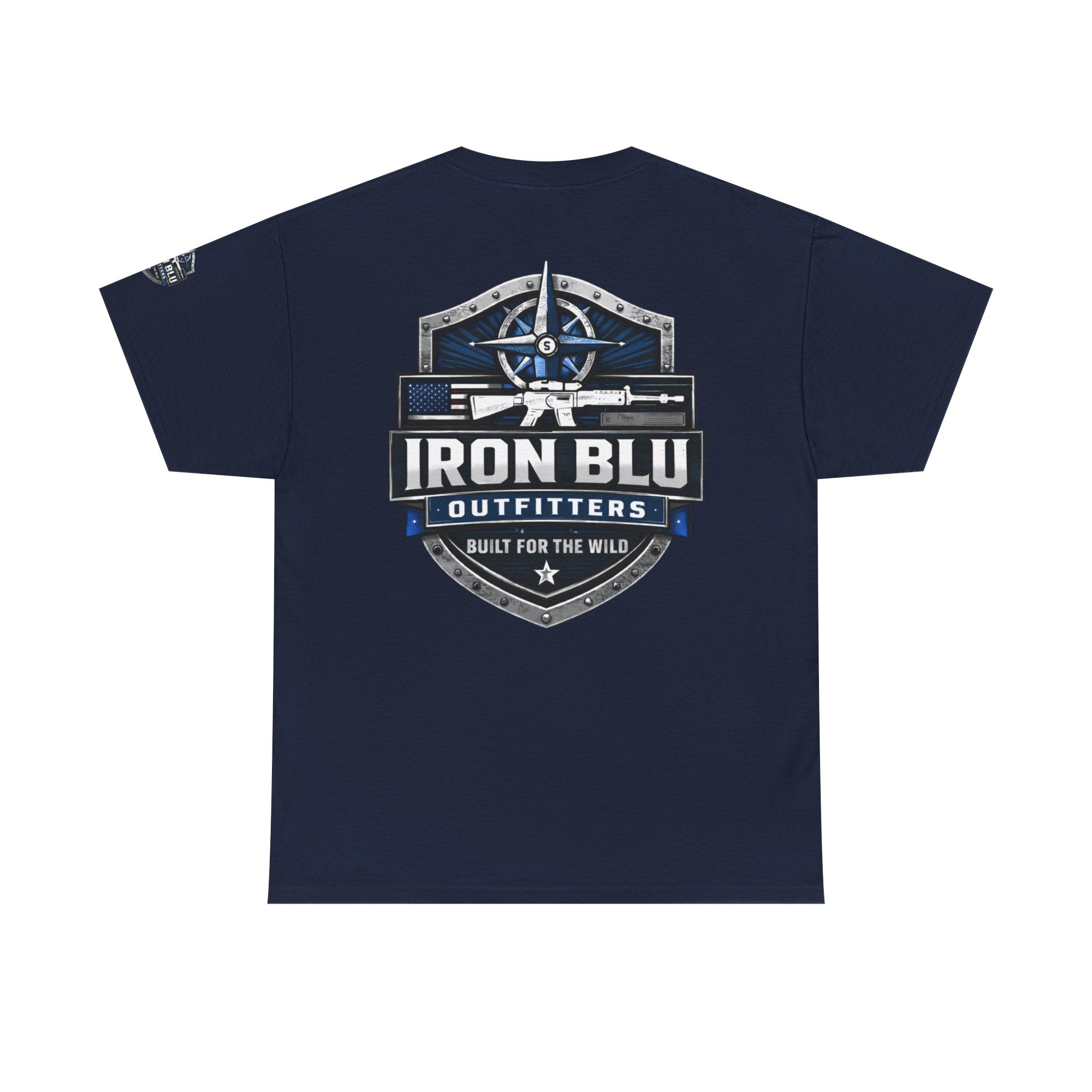 Iron Blu Outfitters T‑Shirt — 'Built for the Wild' Outdoor Logo Tee