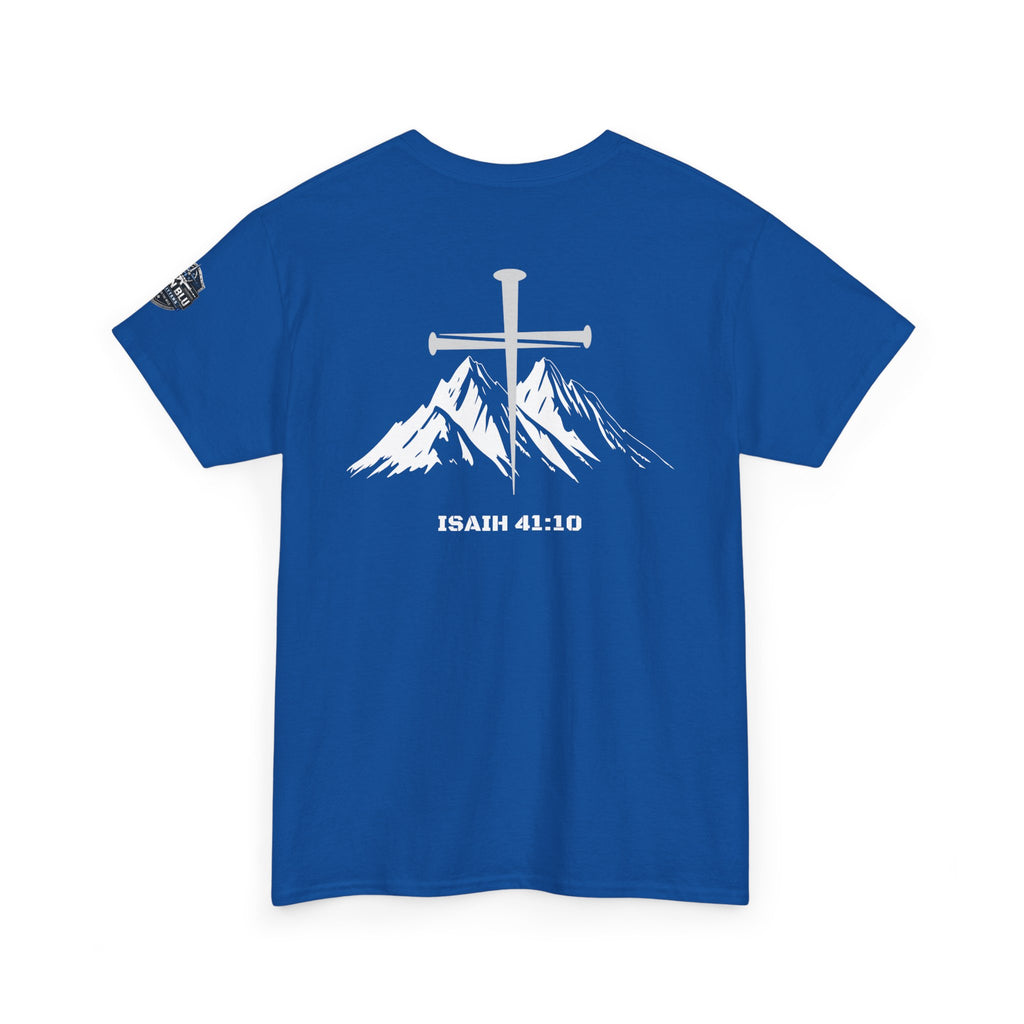 Christian Cross Mountain T-Shirt — Isaiah 41:10 Faith Tee