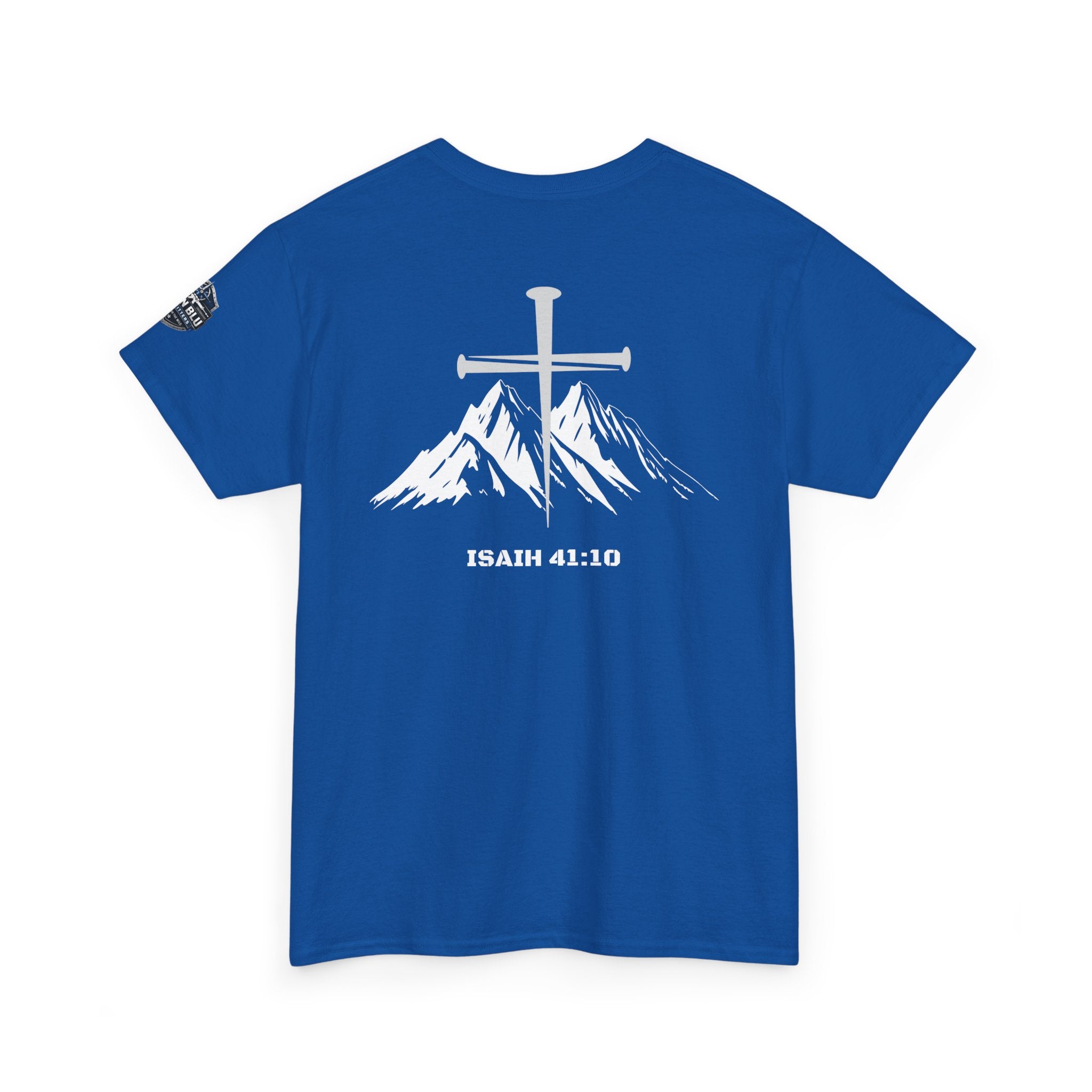 Christian Cross Mountain T-Shirt — Isaiah 41:10 Faith Tee