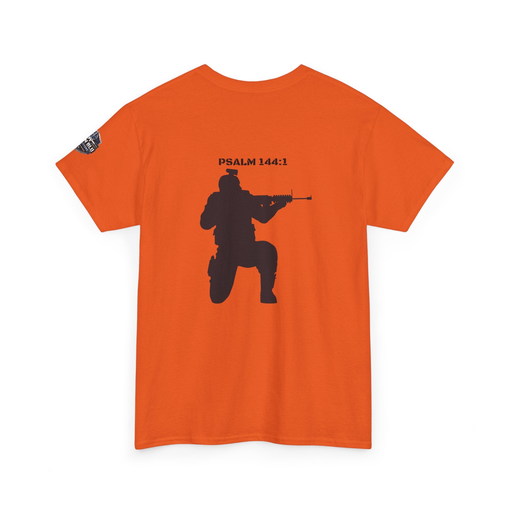 Psalm 144:1 Rifle Silhouette Tee — Military Faith Graphic T-Shirt