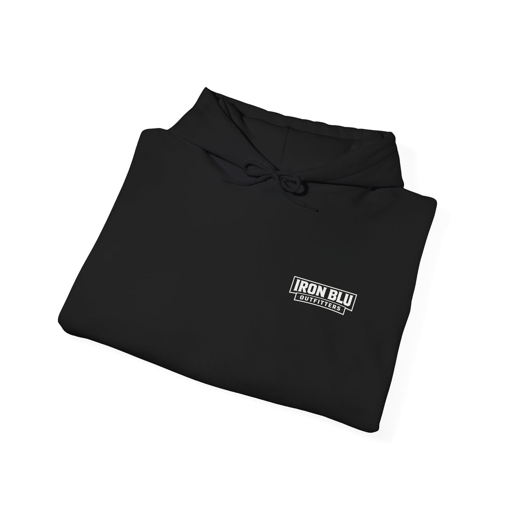 Iron Blu Outfitters Hoodie – “Built for the Wild” Outdoor Logo Pullover