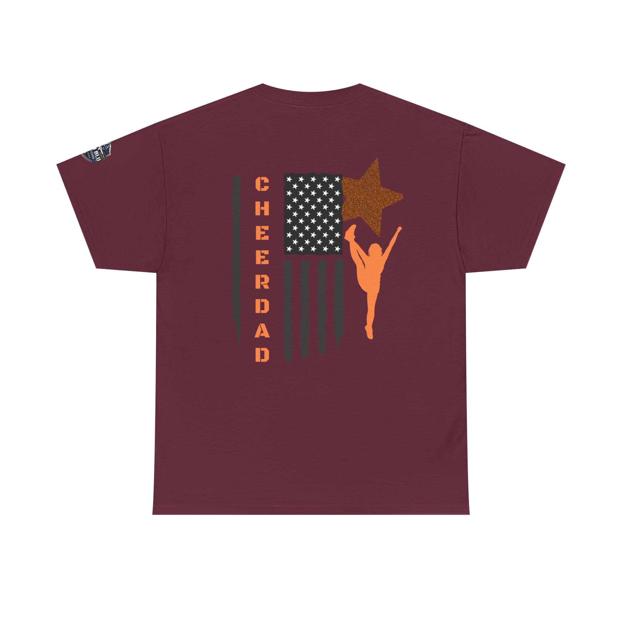 Cheer Dad T-Shirt — American Flag Cheerleader Dad Tee