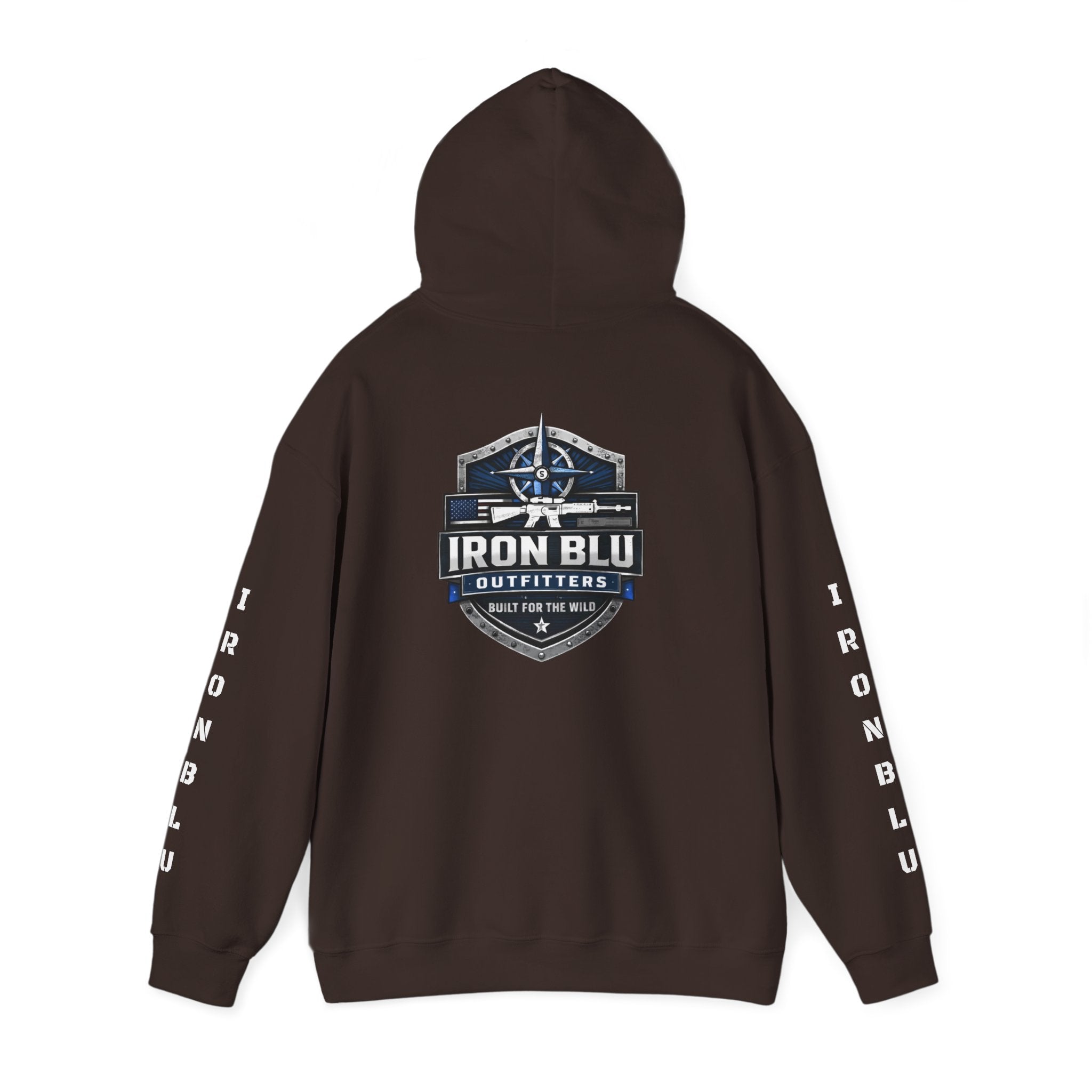 Iron Blu Outfitters Hoodie – “Built for the Wild” Outdoor Logo Pullover