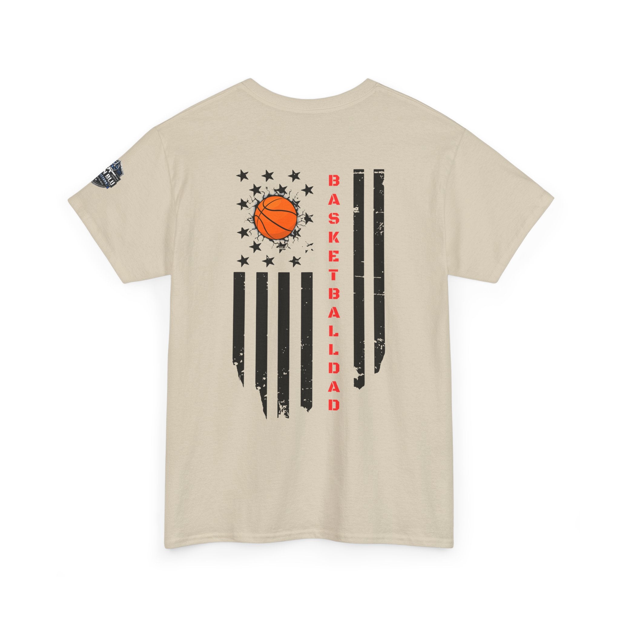 Basketball Dad T‑Shirt — Distressed Flag Design with Orange Basketball (Father’s Day Gift)
