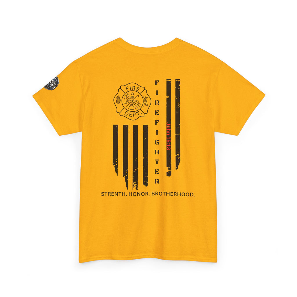 Firefighter Flag T-Shirt — Strength, Honor, Brotherhood Tee