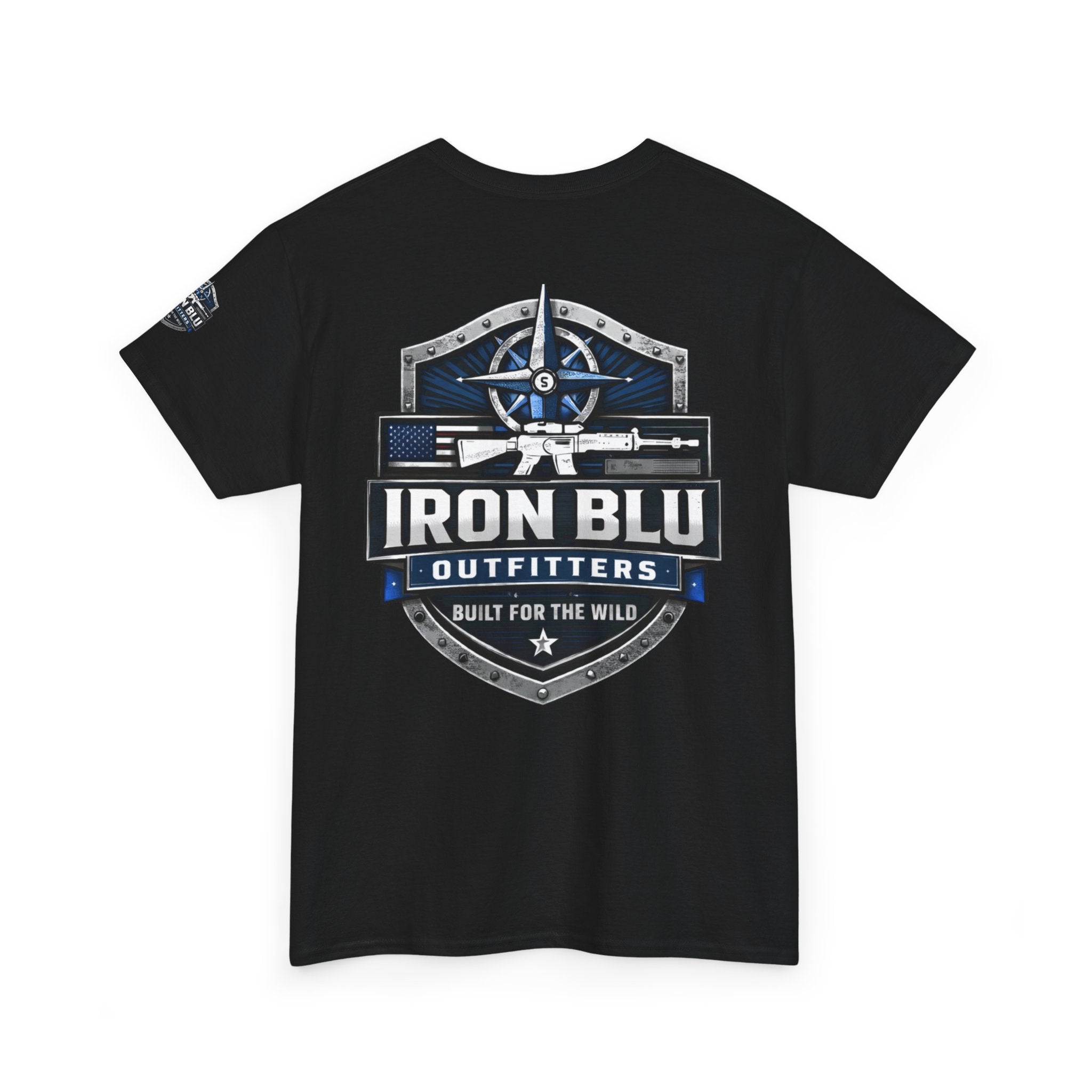 Iron Blu Outfitters T‑Shirt — 'Built for the Wild' Outdoor Logo Tee