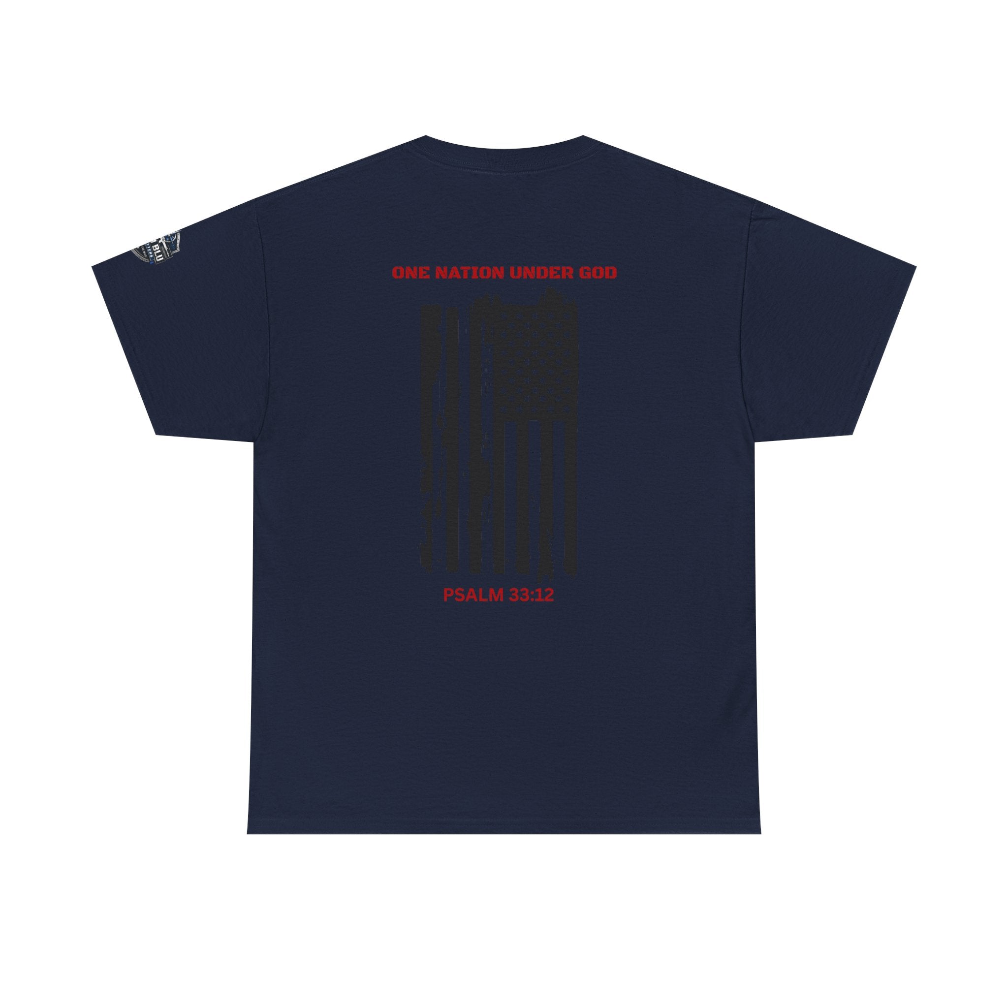 Patriotic 'One Nation Under God' Tee — Psalm 33:12 Flag T‑Shirt