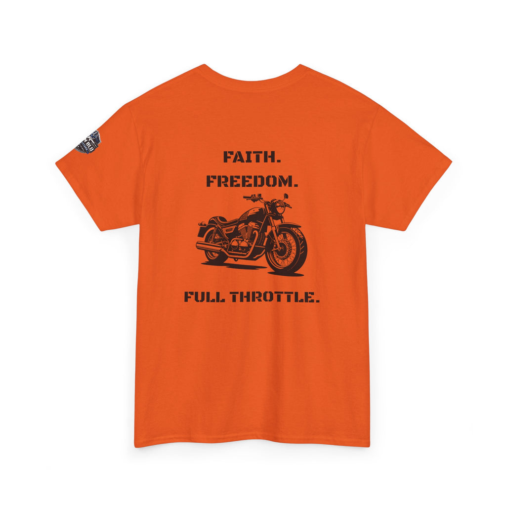 Motorcycle Tee — "Faith. Freedom. Full Throttle." Vintage Biker T-Shirt