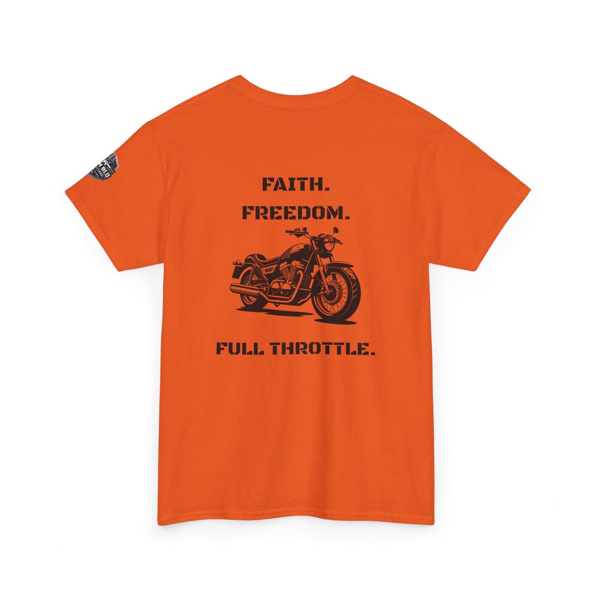 Motorcycle Tee — "Faith. Freedom. Full Throttle." Vintage Biker T-Shirt