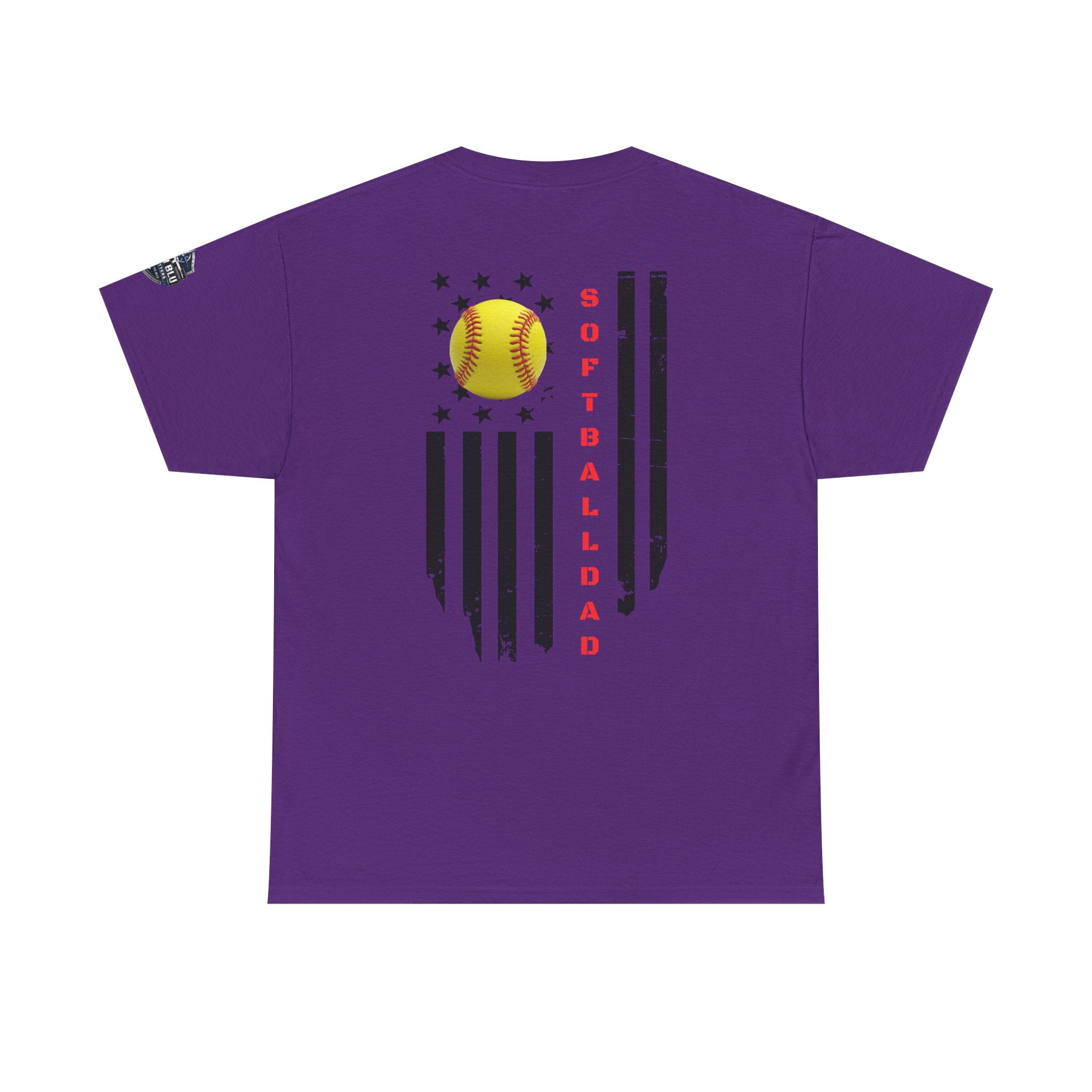 Softball Dad T-Shirt — Distressed Flag & Softball Graphic