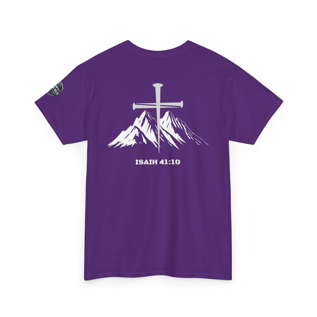 Christian Cross Mountain T-Shirt — Isaiah 41:10 Faith Tee