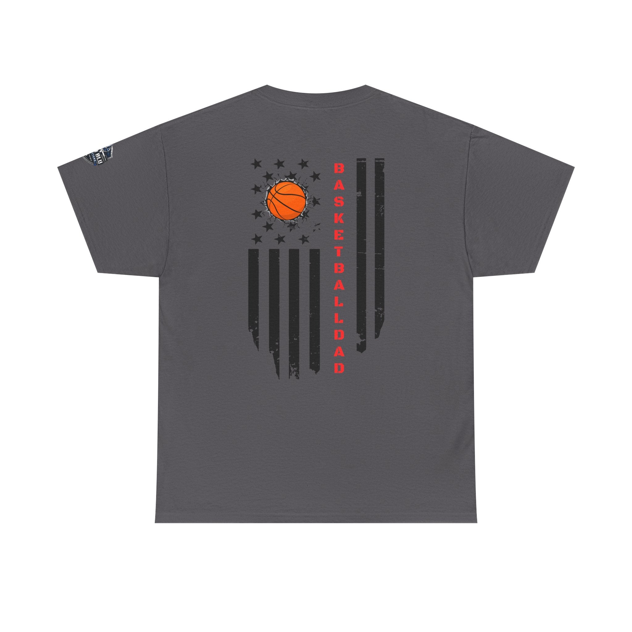 Basketball Dad T‑Shirt — Distressed Flag Design with Orange Basketball (Father’s Day Gift)