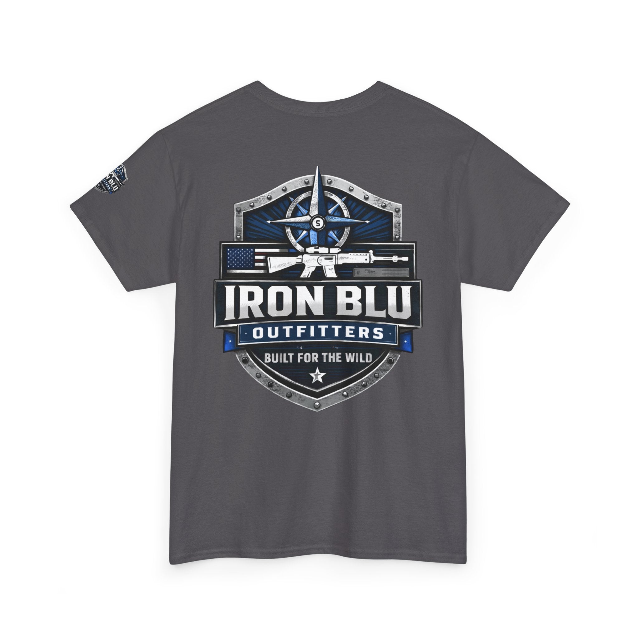 Iron Blu Outfitters T‑Shirt — 'Built for the Wild' Outdoor Logo Tee