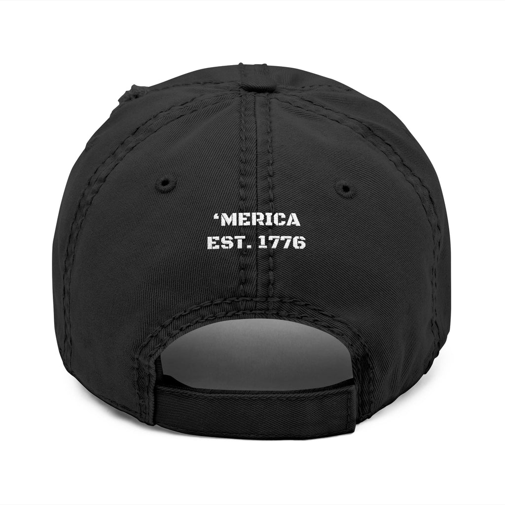 Distressed Embroidered Dad Hat — IRON BLU 'Merica Est. 1776 Vintage Baseball Cap