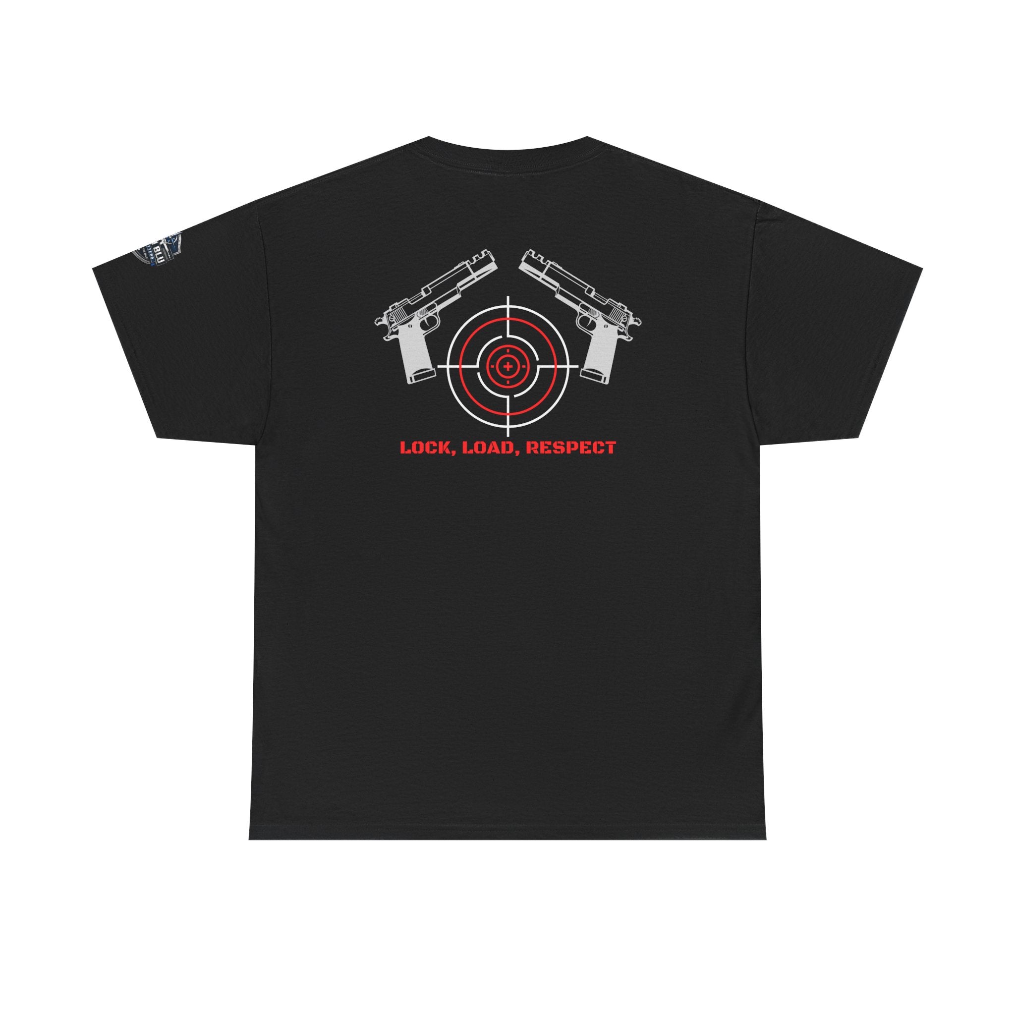 Gun Range T-Shirt — "Lock, Load, Respect" Target Graphic