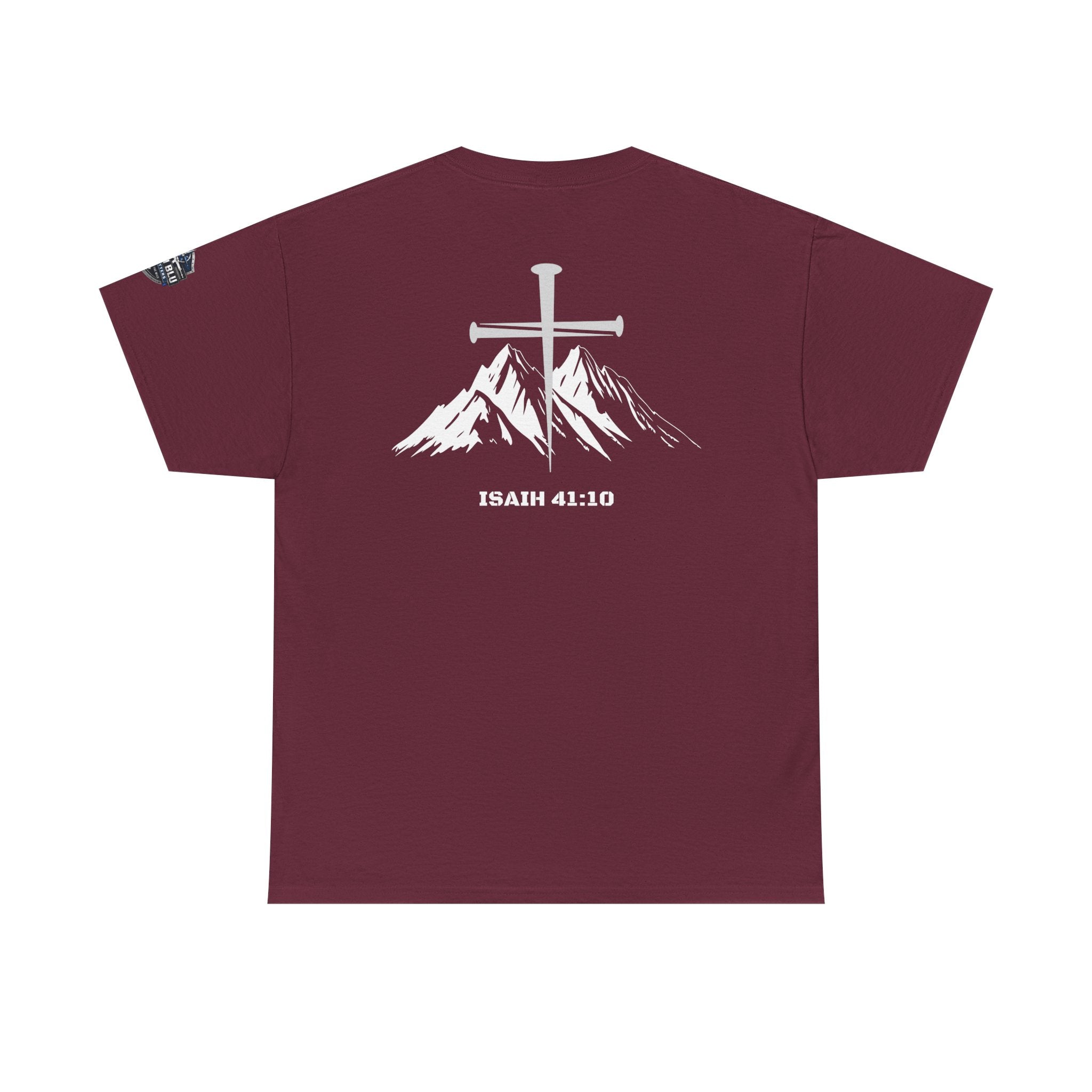 Christian Cross Mountain T-Shirt — Isaiah 41:10 Faith Tee